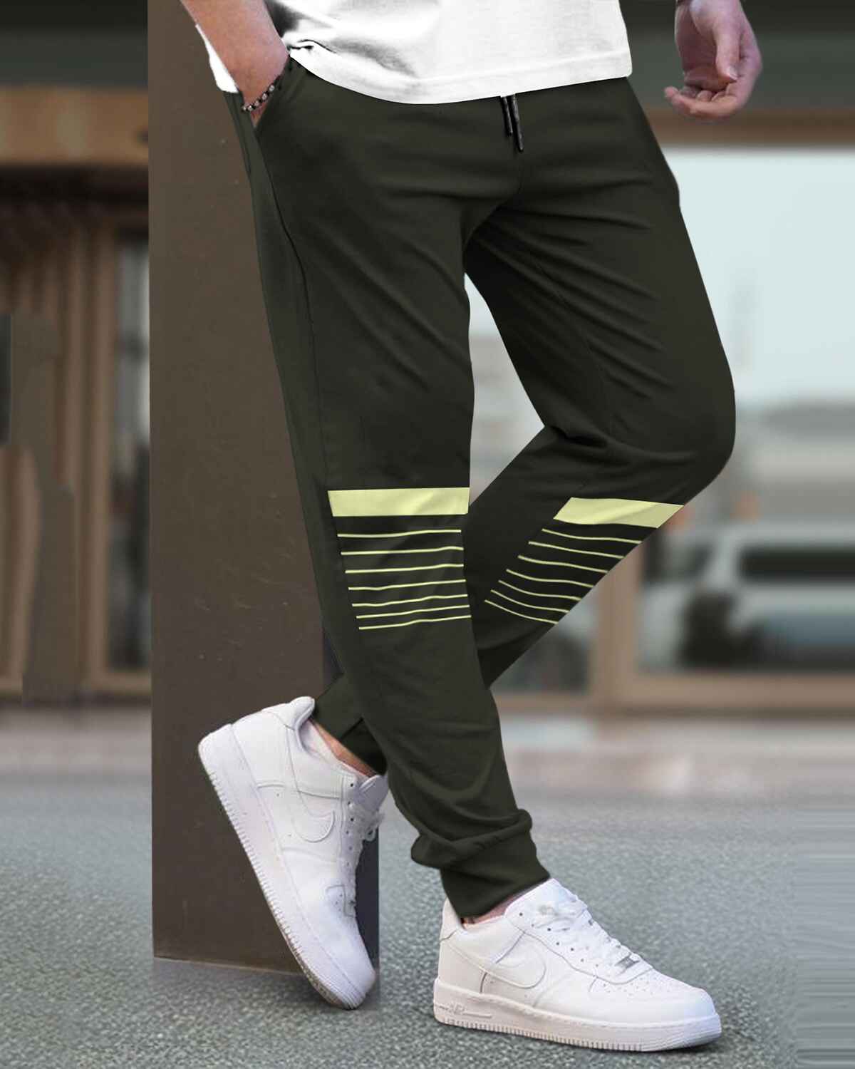 Men Cuffed Printed Jogger Olivegreen