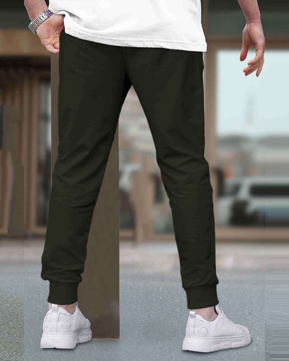 Men Cuffed Printed Jogger Olivegreen