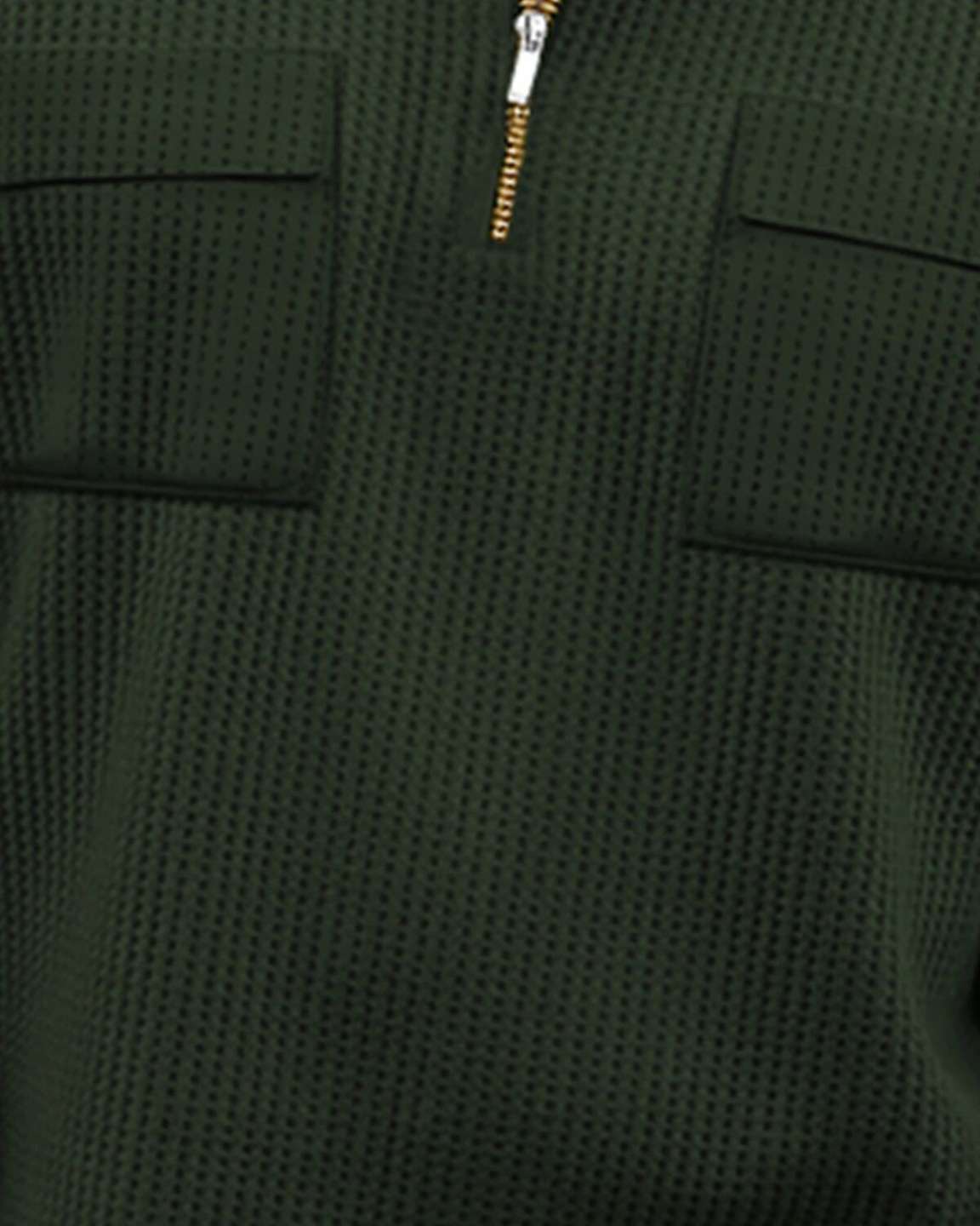 Men Olivegreen Half Sleeve Double Pocket Waffle T-shirt