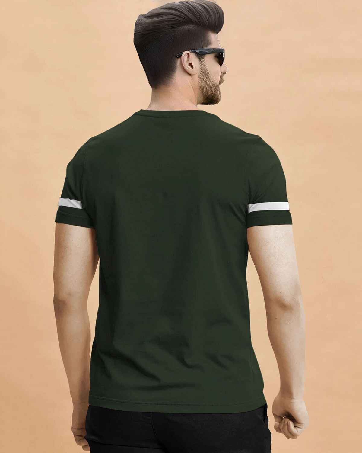 Men Printed Half Sleeve Round Neck Cotton Blend Olivegreen T-Shirt