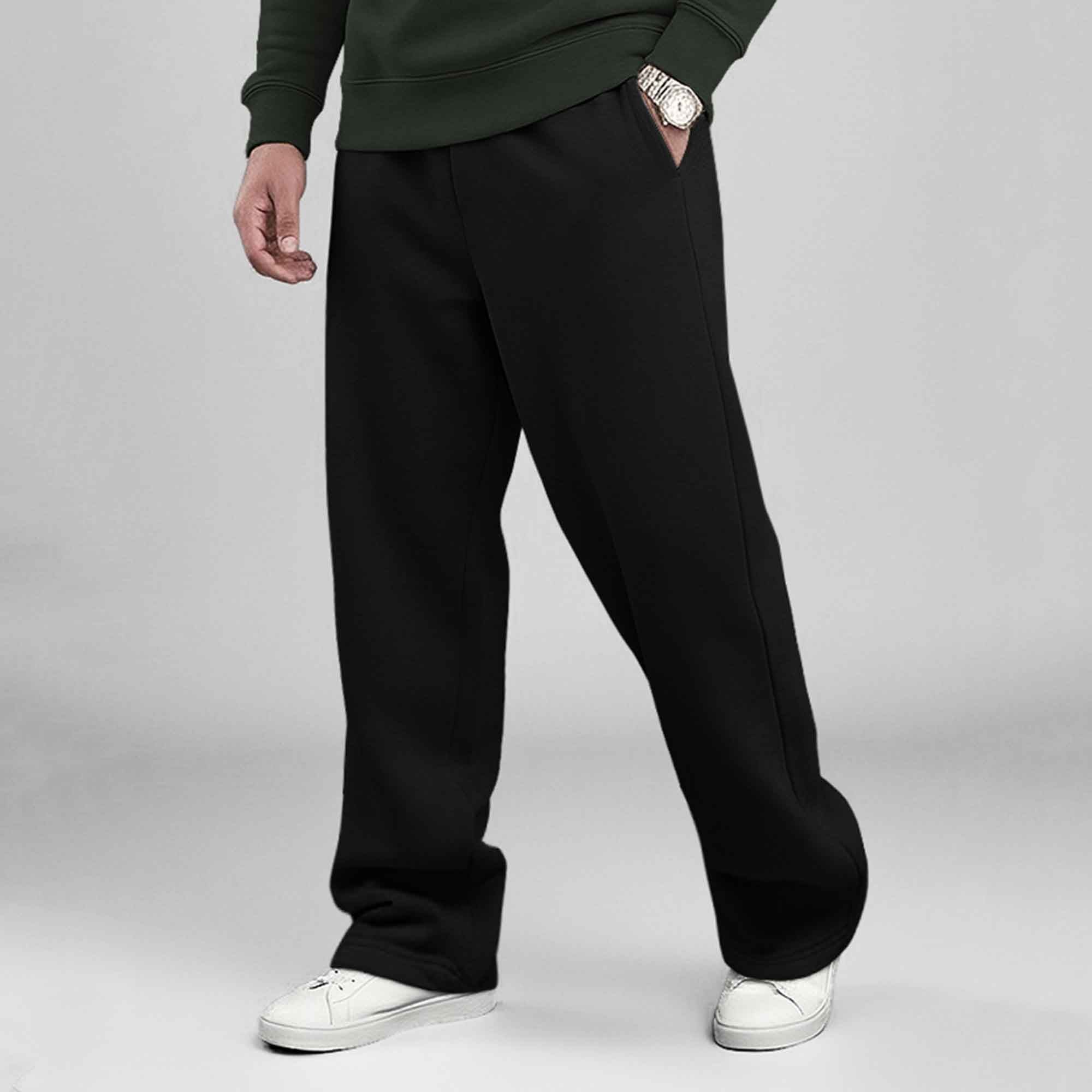 Olive Green Round Neck Sweatshirt and Black Baggy Cargo Tracksuit