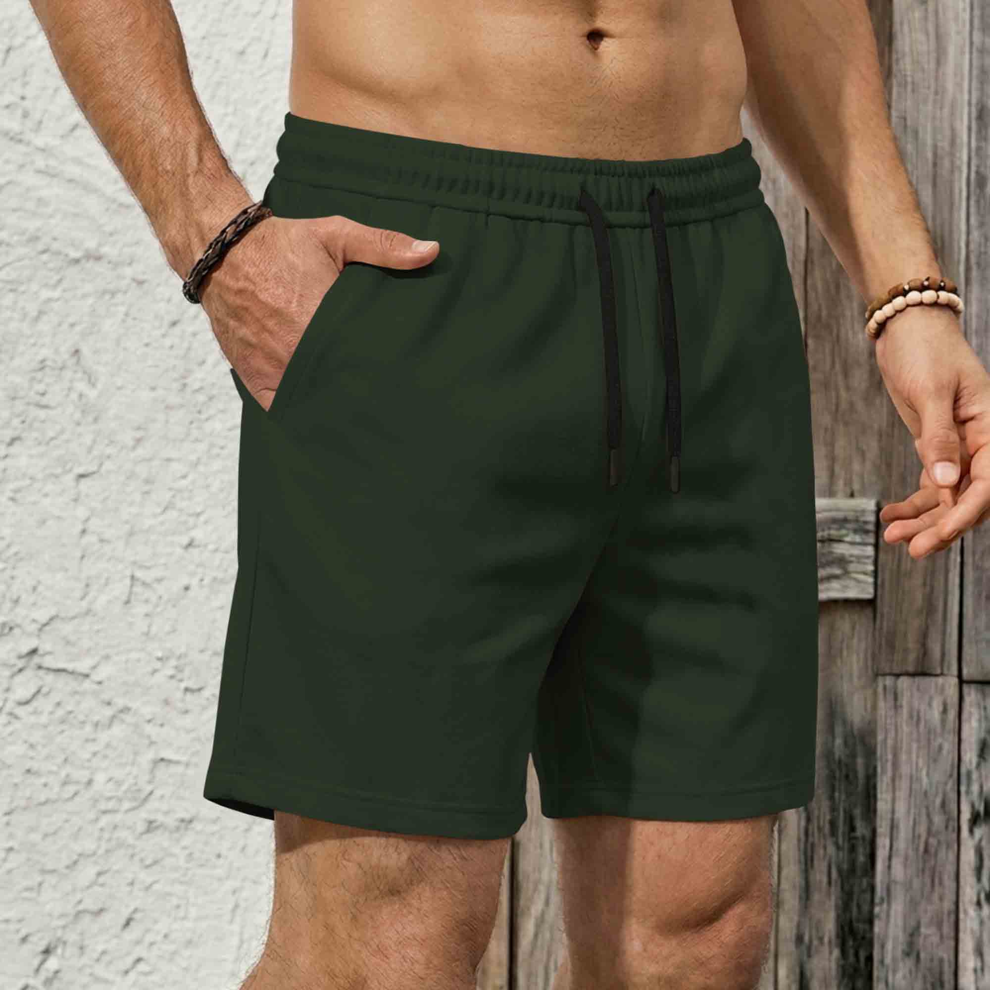 Mens Plain Cotton Blend Shorts