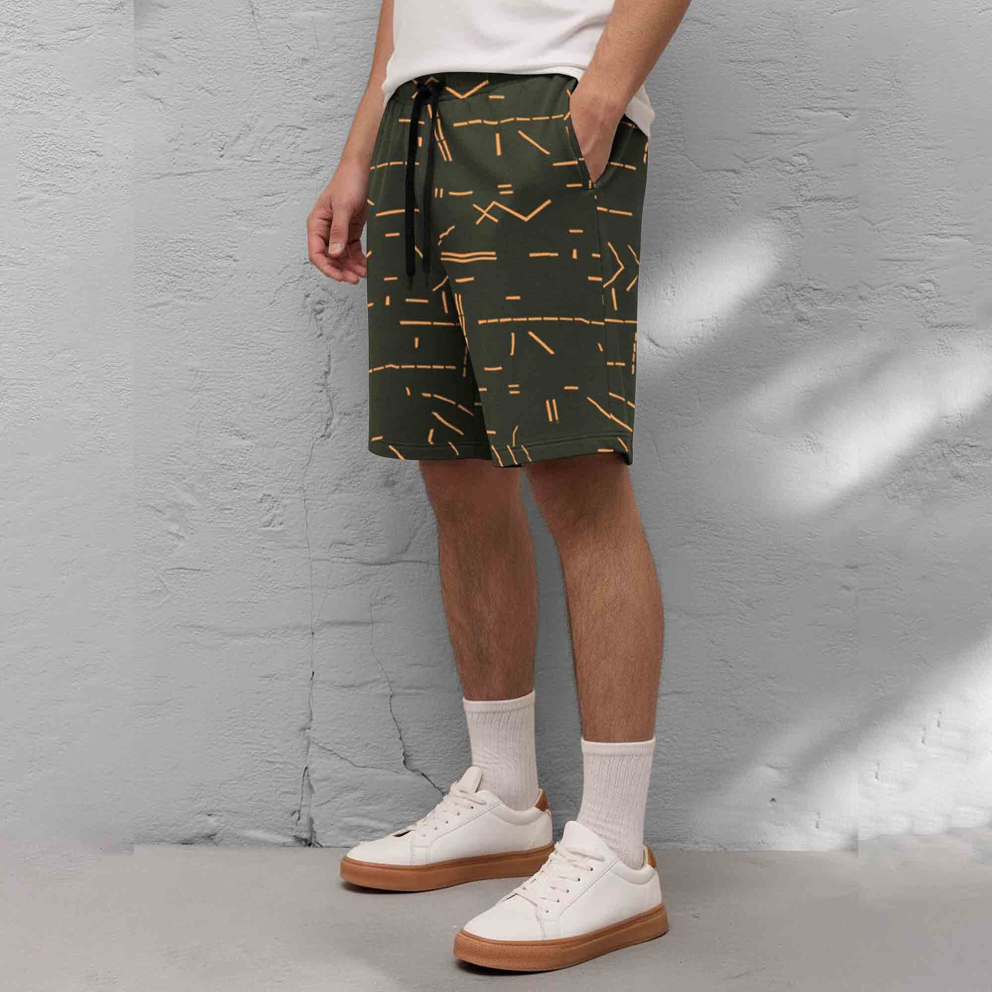 Men Printed Regular Fit Shorts Olivegreen