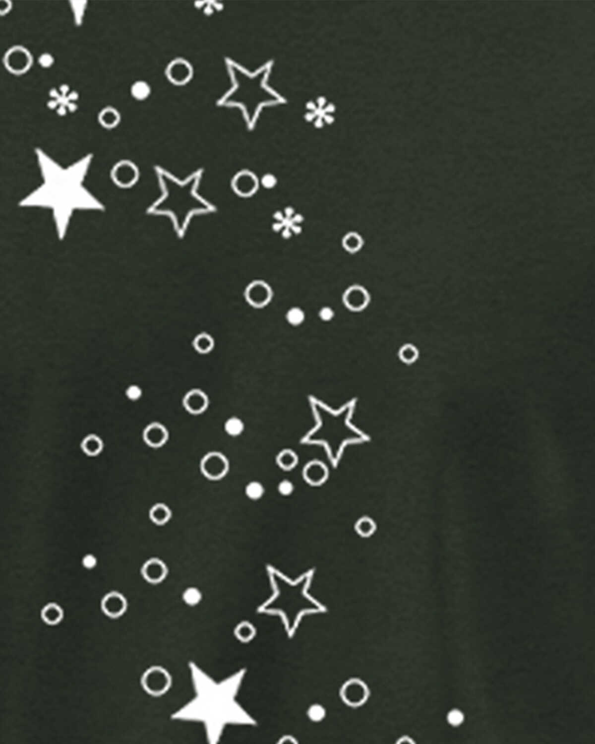 Men Full Sleeve Star Printed Olive Green Round Neck T-Shirt