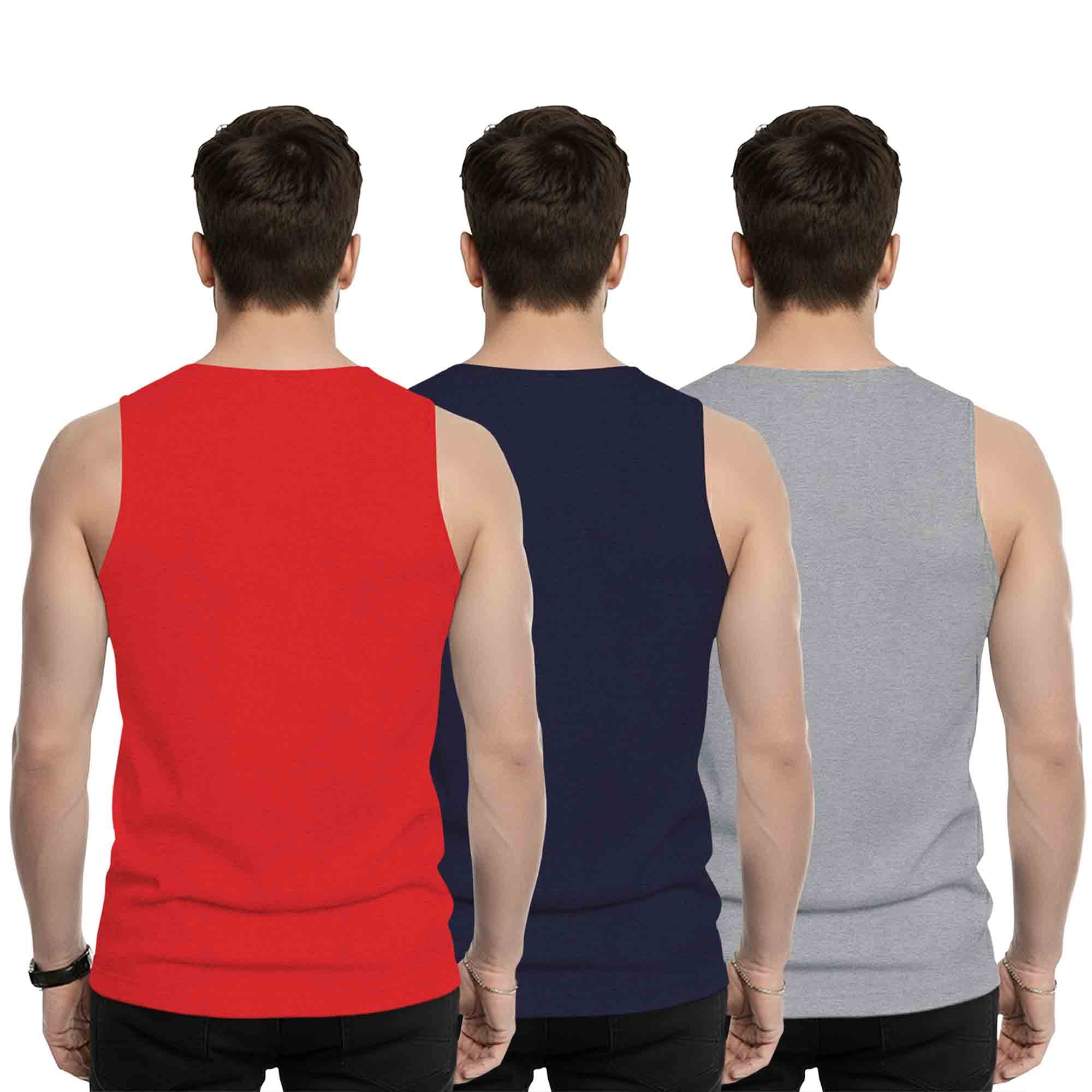 (Pack of 3) Multicolor Men Printed Vest