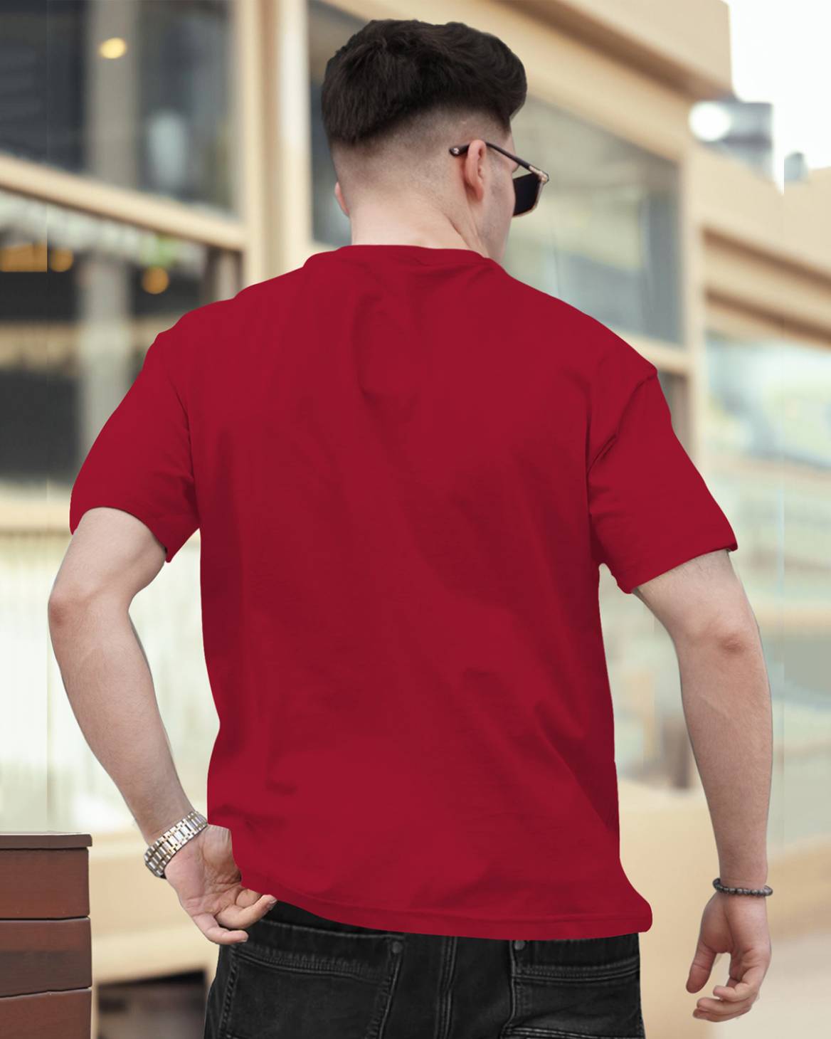 (Pack Of 1) Men Half Sleeve Red Round Neck Plain T-shirt