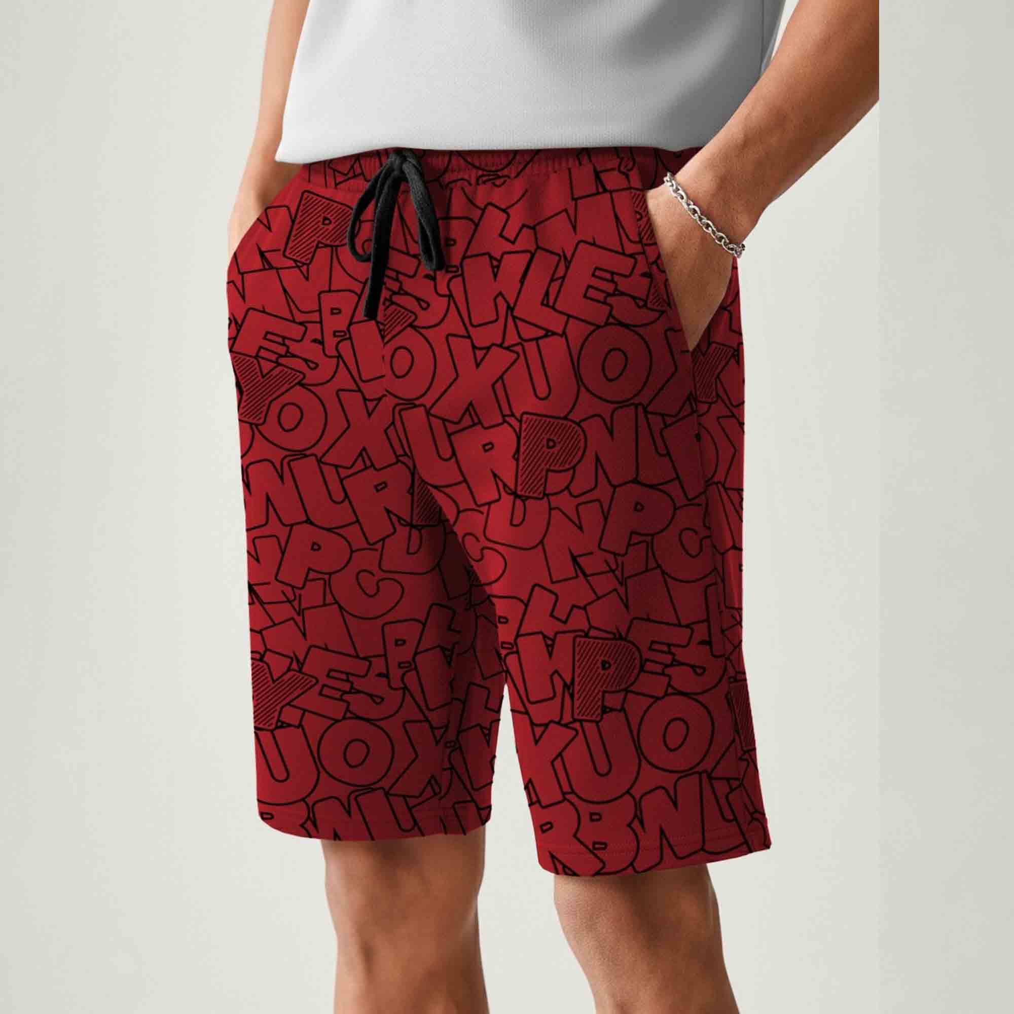 Men All Over Printed Short Red