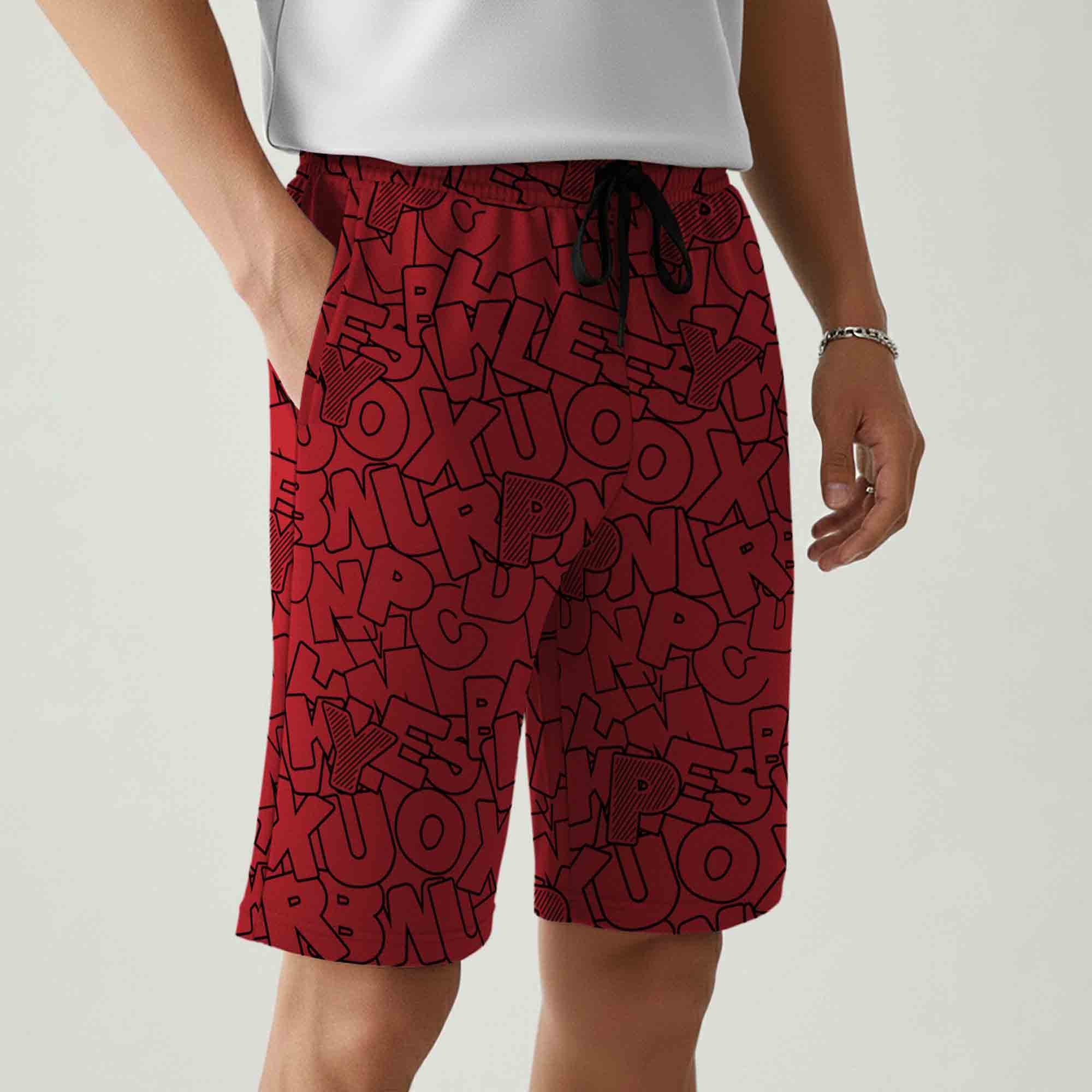 Men All Over Printed Short Red
