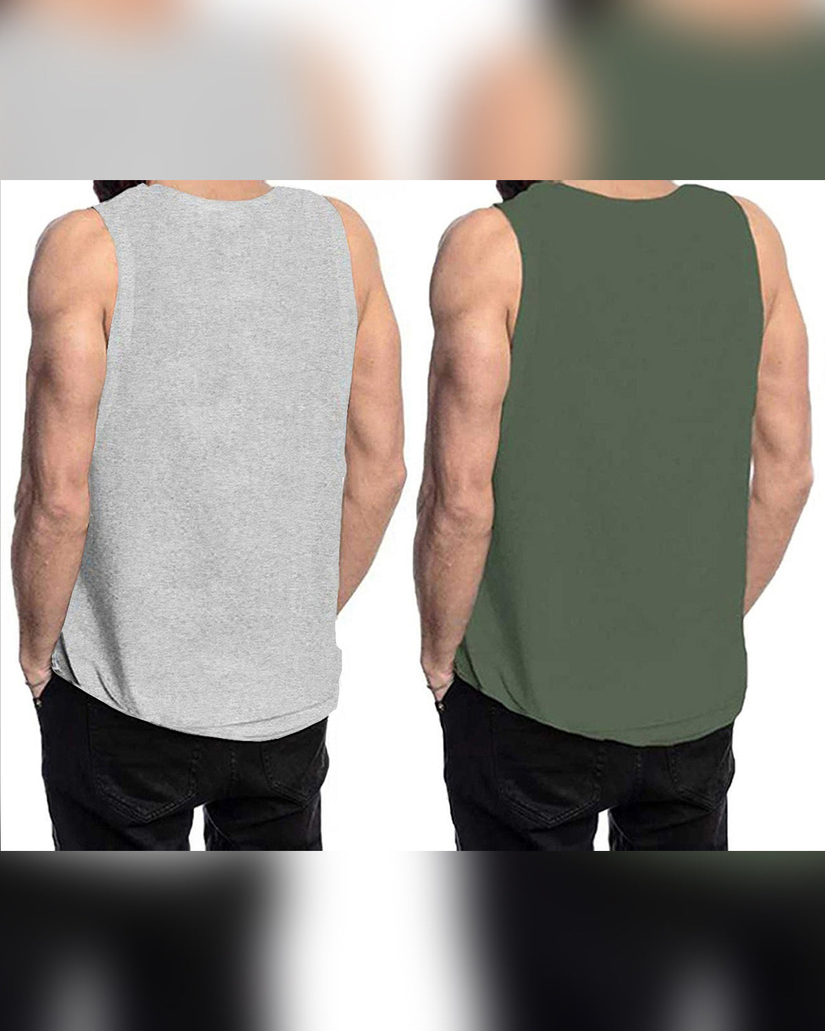 Men Believer Printed Vest Combo - Grey - Green (Pack of 2)