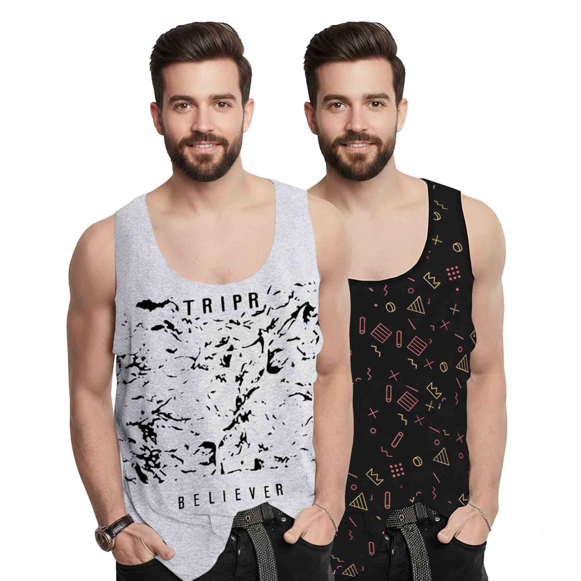(Pack of 2) Men Printed Vests 13 Variants