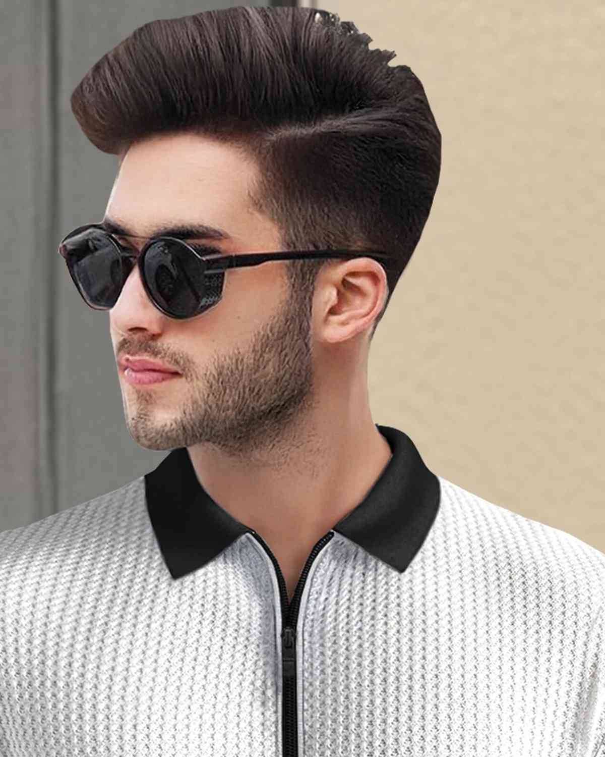 (Pack Of 2) Men White & Olive Textured Polo Contrast Half Sleeve Waffle T-shirts