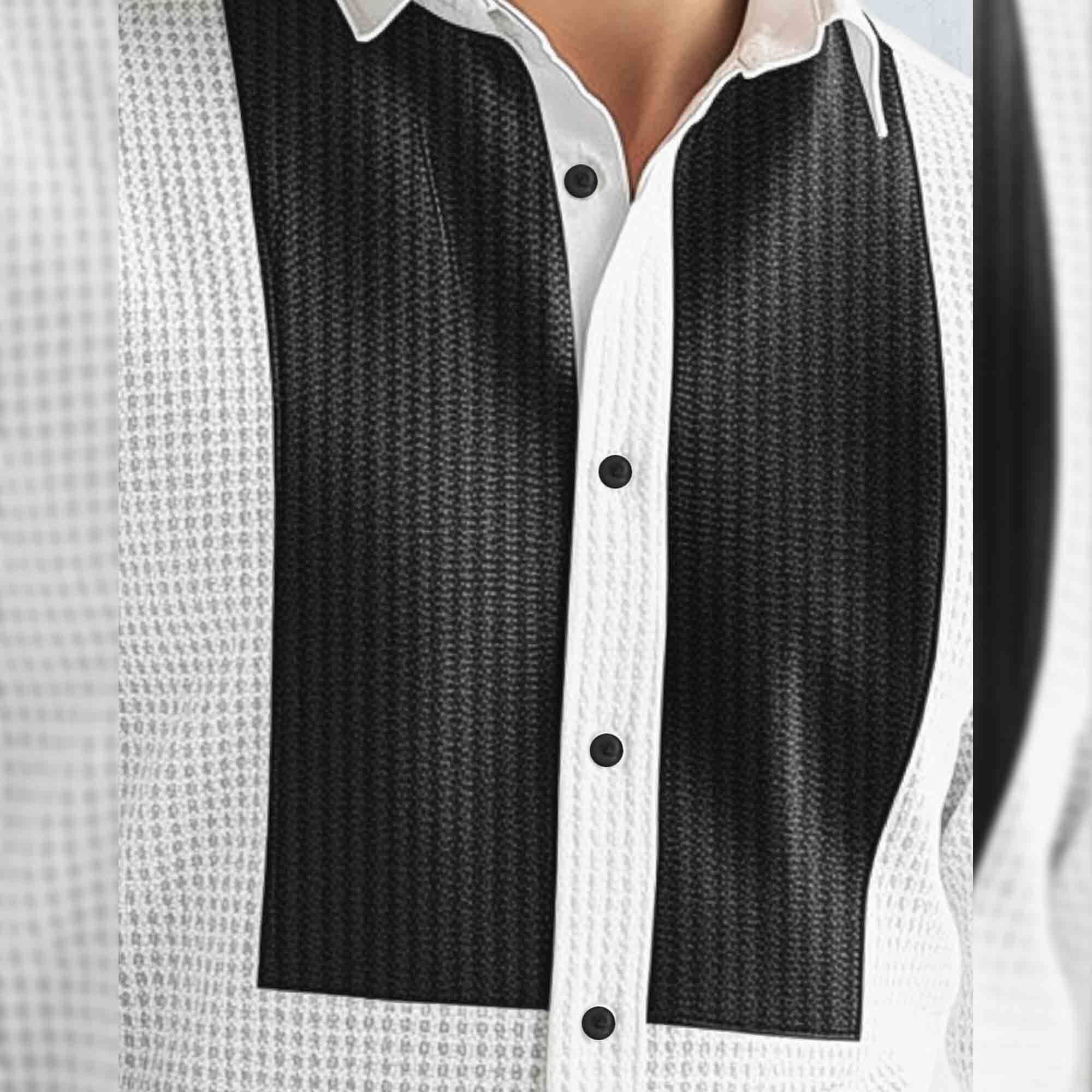Men Full Sleeve Textrued Shirt White