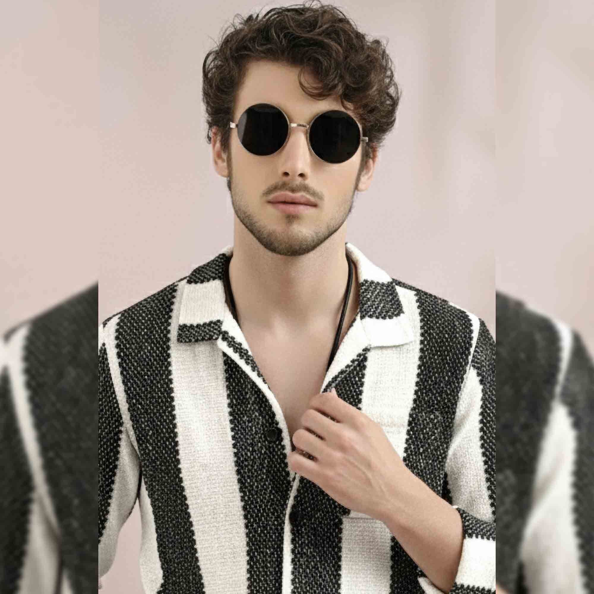 Men Regular Fit Striped Casual Textured Shirt White