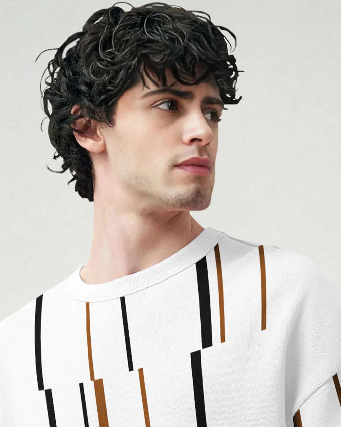 Men Over All Printed White Oversized T-shirt