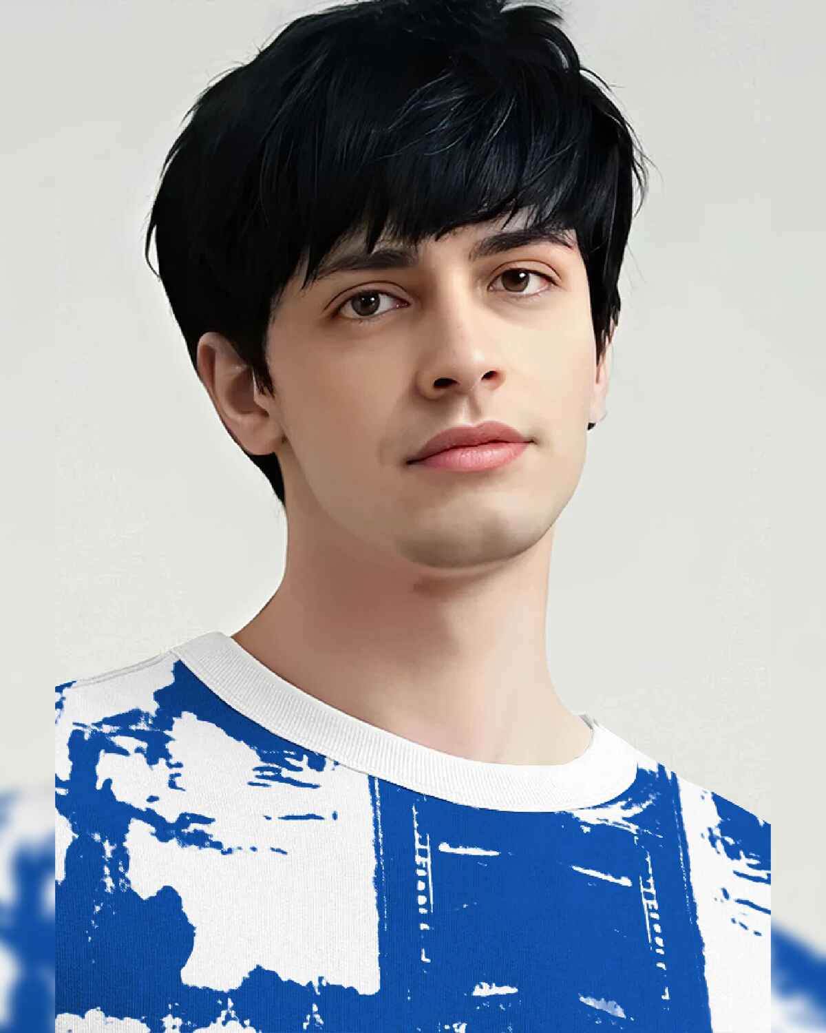 White & Blue Men Printed Oversized T-shirt