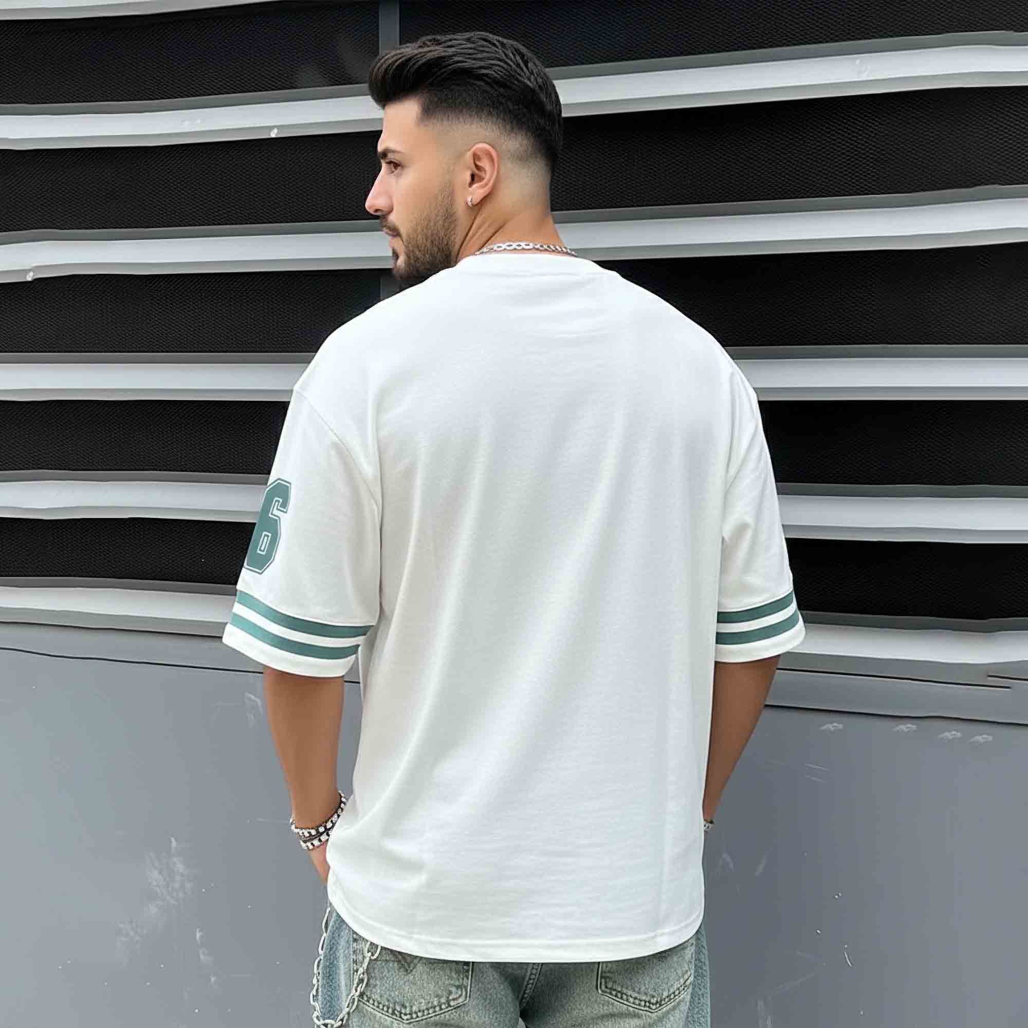 Mens Oversized Round Neck Printed TShirt White