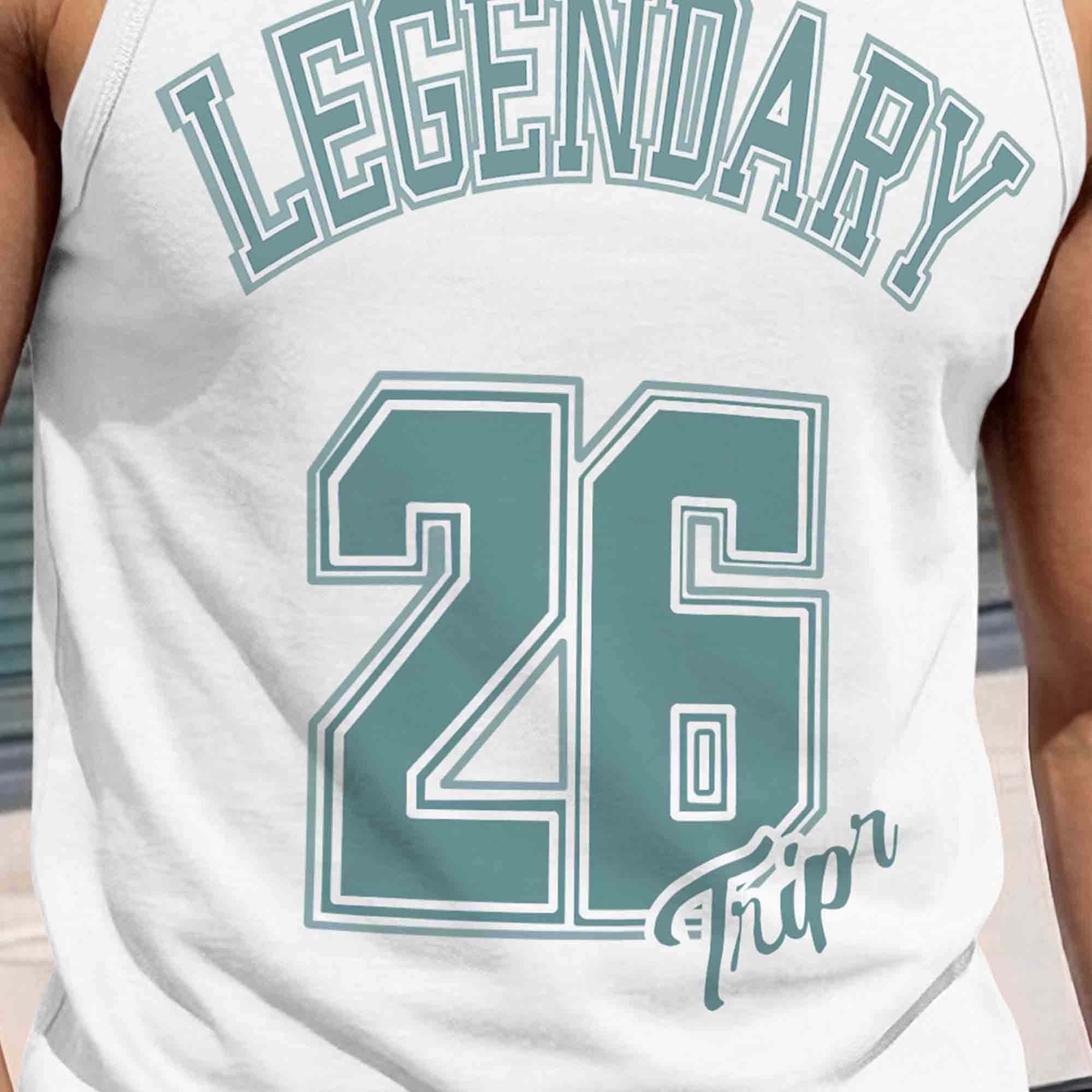 Men Scoop Neck 'LEGENDARY' Printed Vest White & Blue
