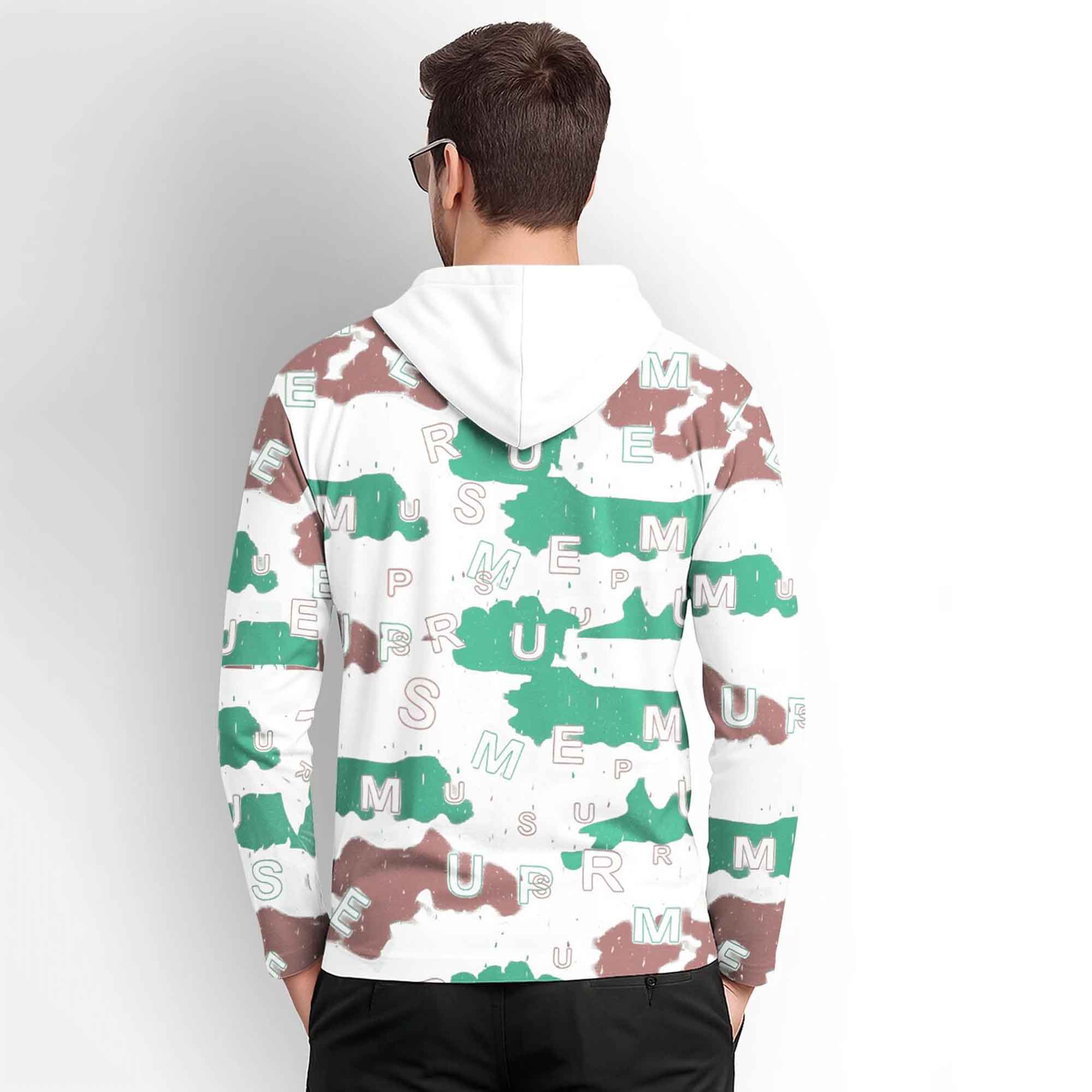 Men Printed Hooded Full Sleeve Casual T-shirt White