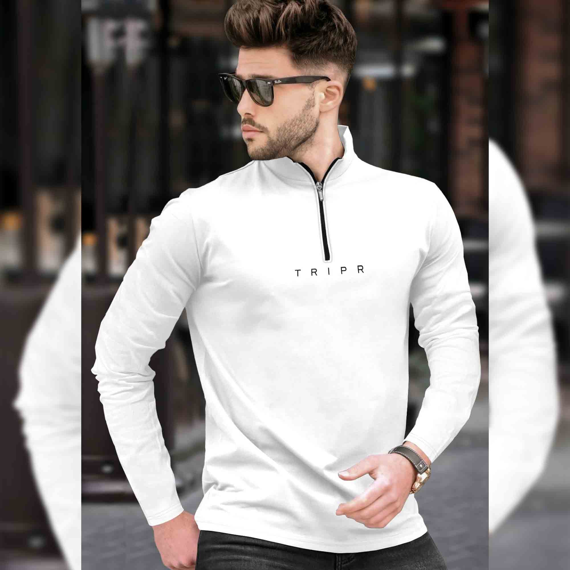 Men High Neck Plain Full Sleeve T-shirts - 8 Variants