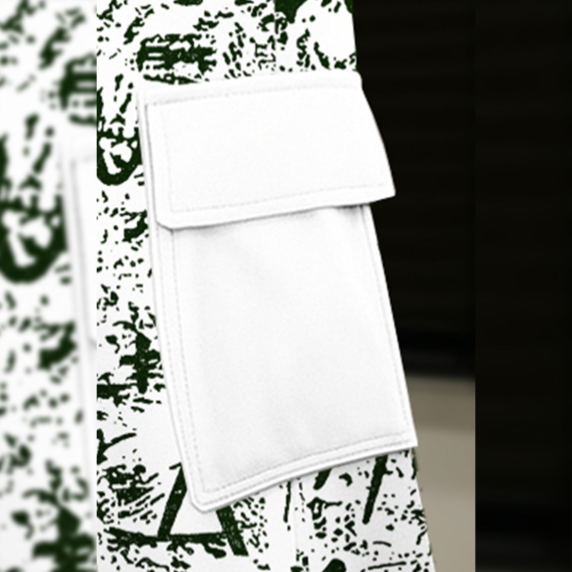 Men All Over Printed Multi Pockets White Cargo Jogger