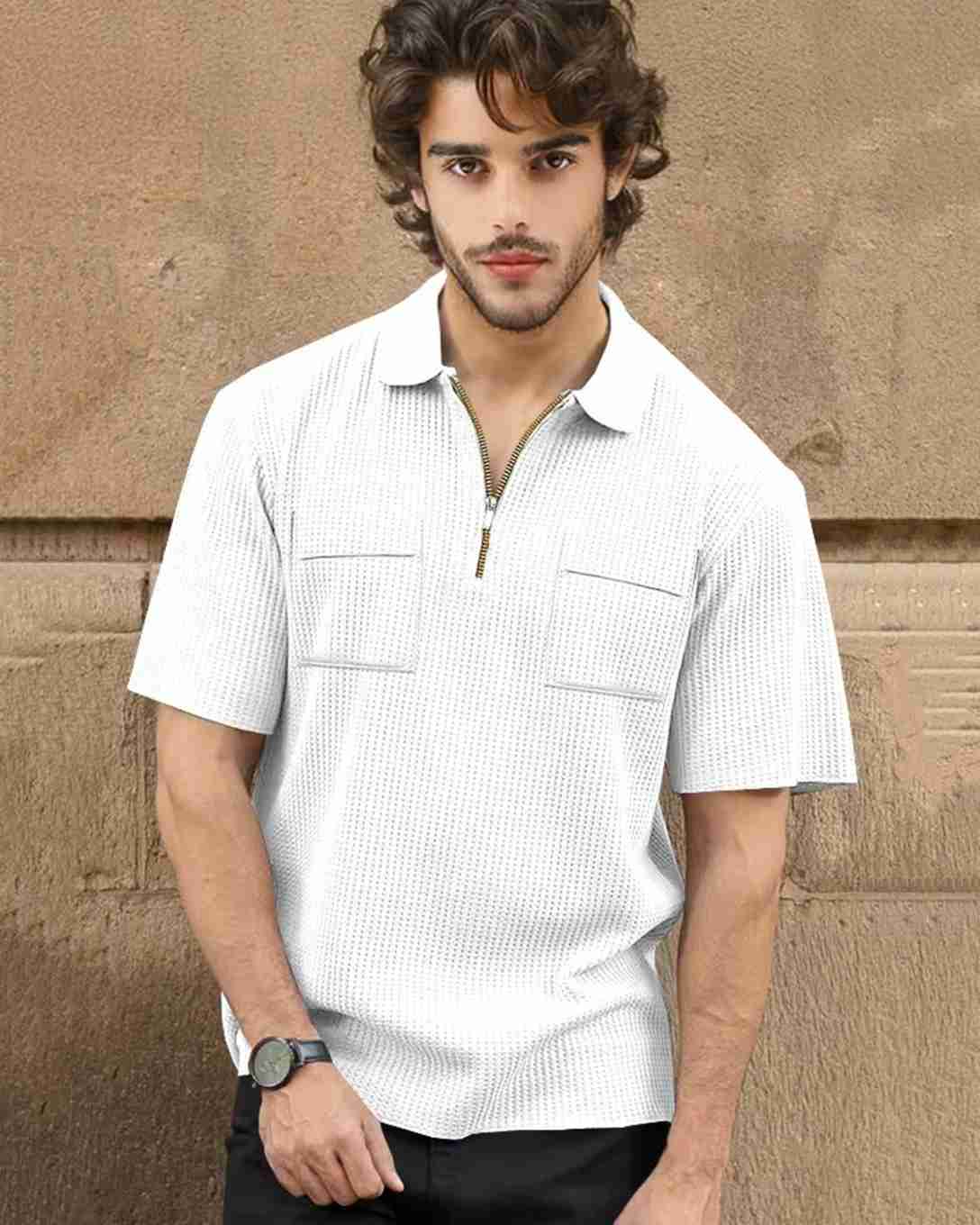 Men Half Sleeve Double Pocket Waffle T-shirt