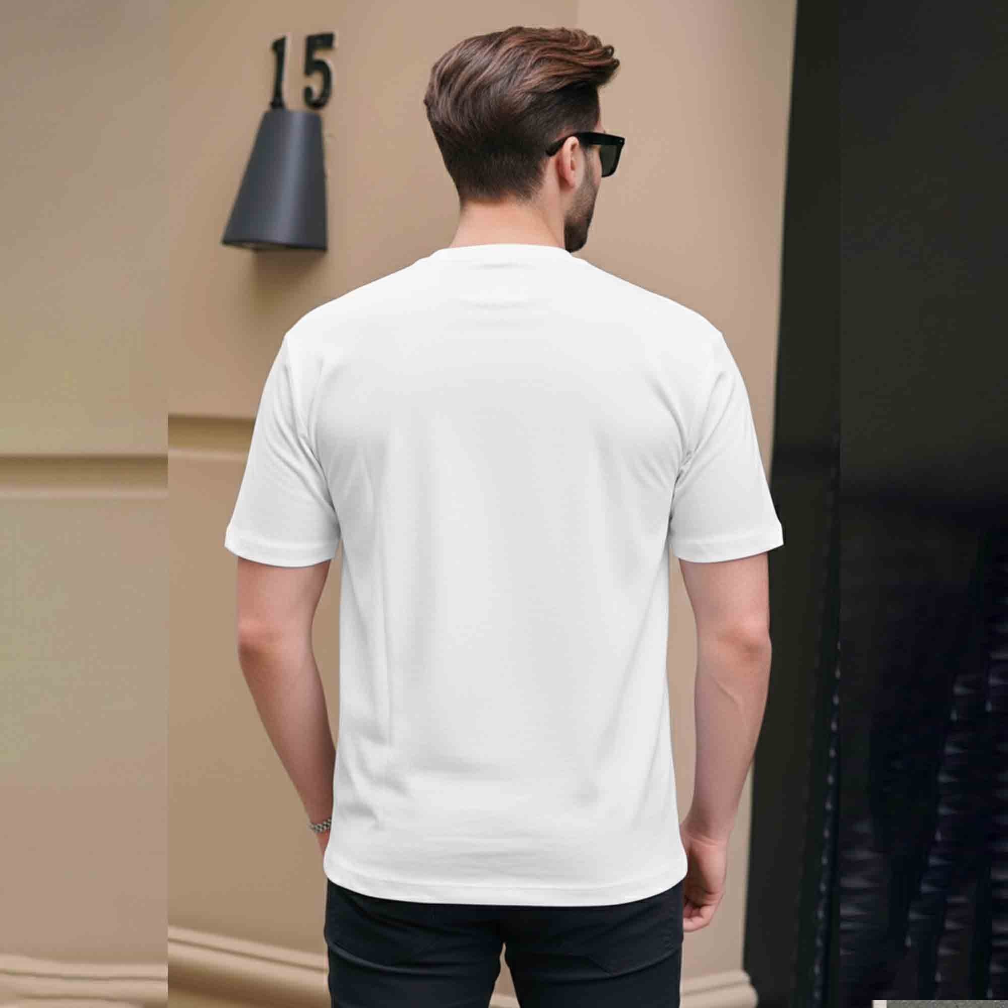Men Half Sleeve Printed Tshirt White