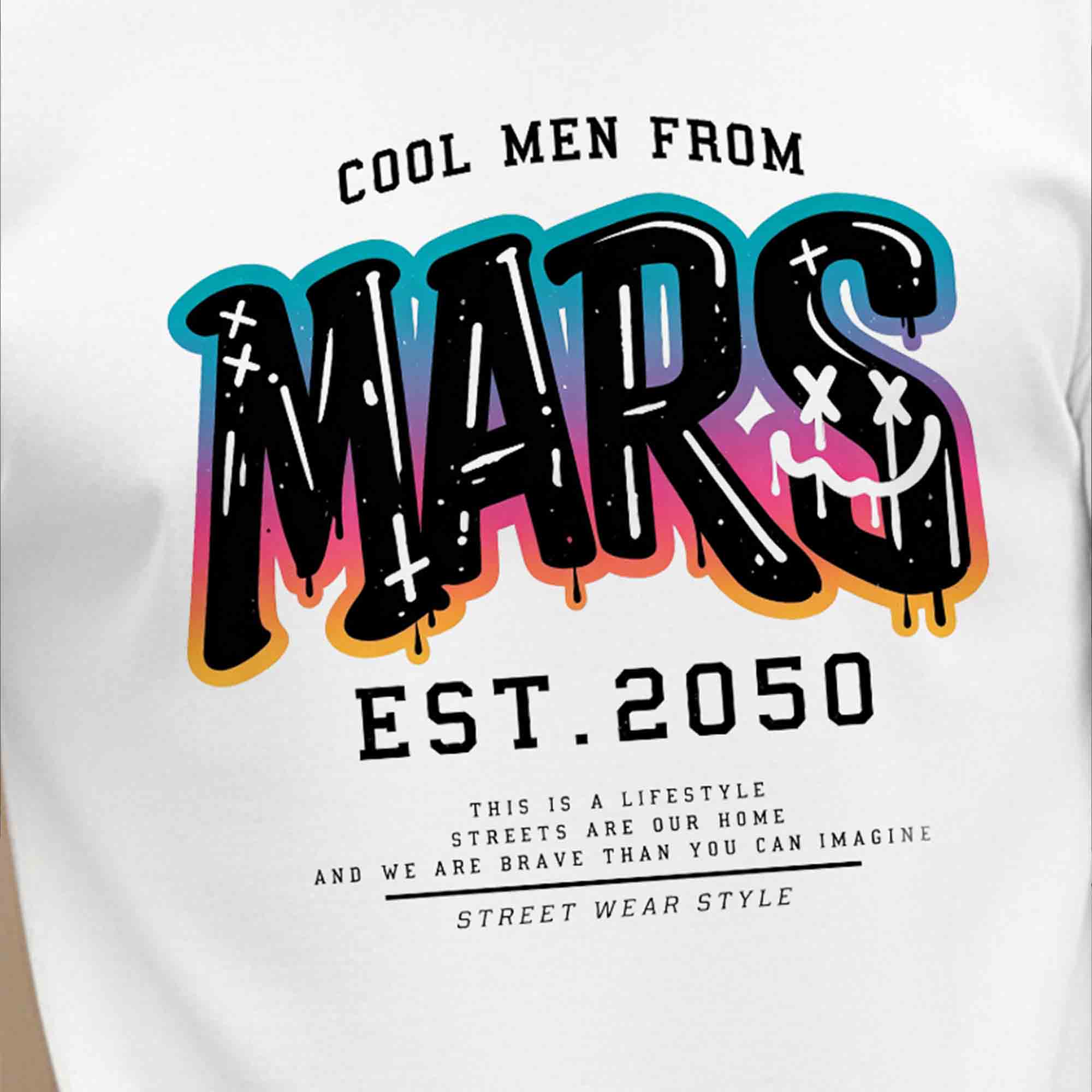 Men Half Sleeve Printed Tshirt White