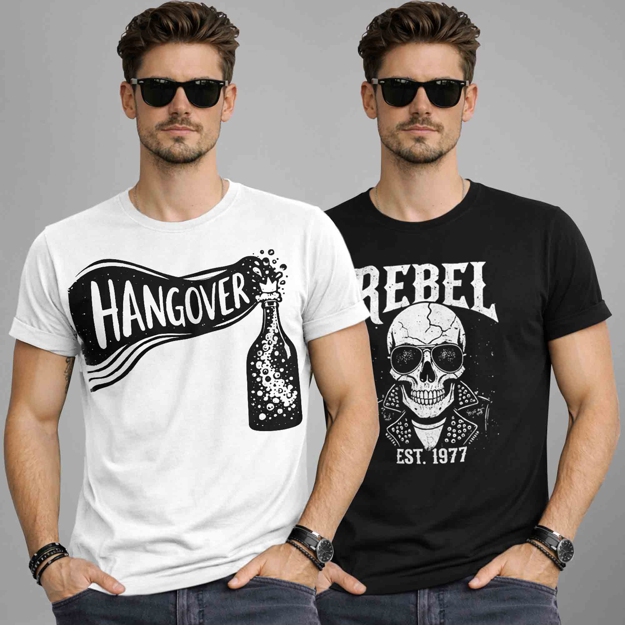 Pack Of 2 Graphics Printed Men Half Sleeve Combo T-shirts - 16 Variants
