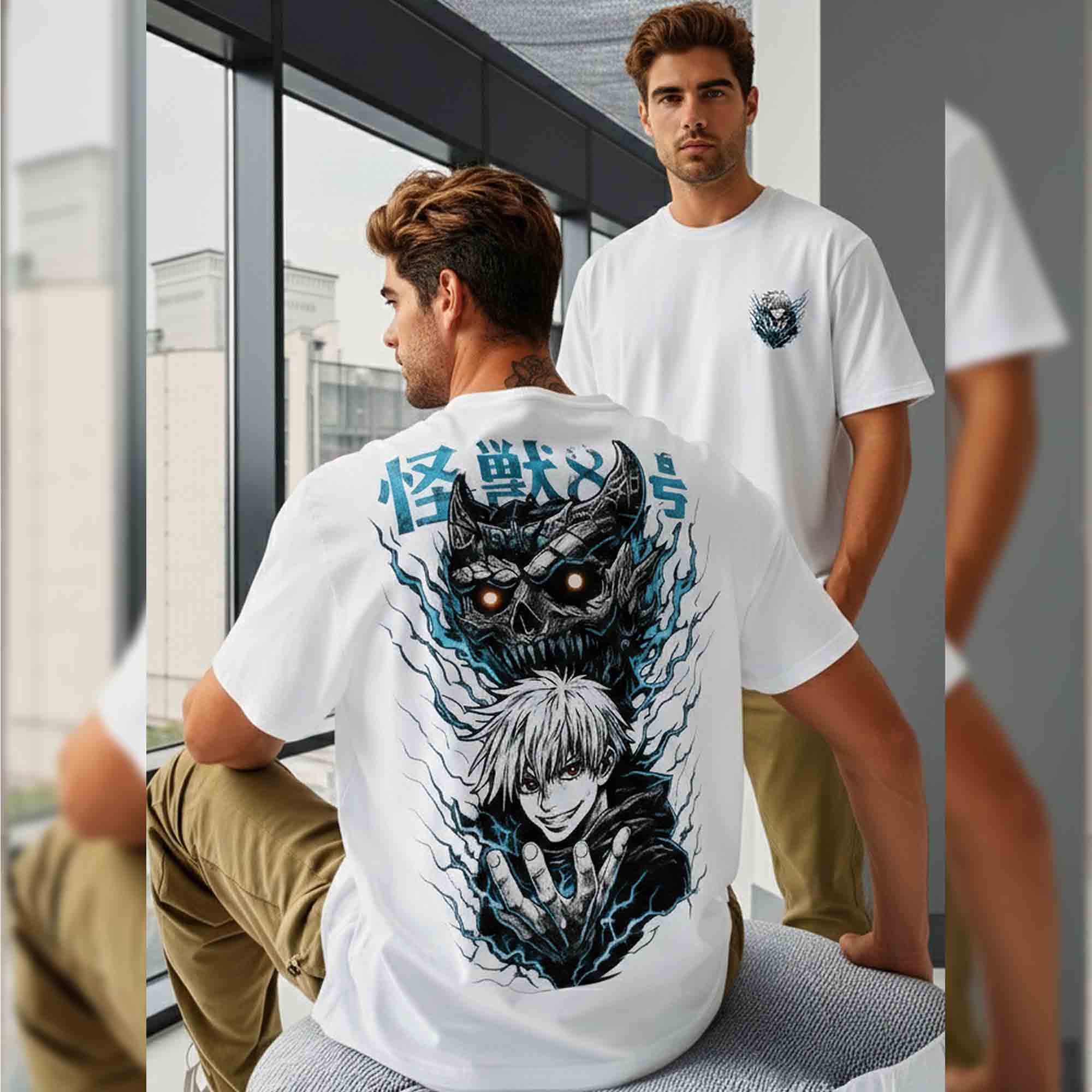 Anime Graphic Back Printed Oversized Tshirt White