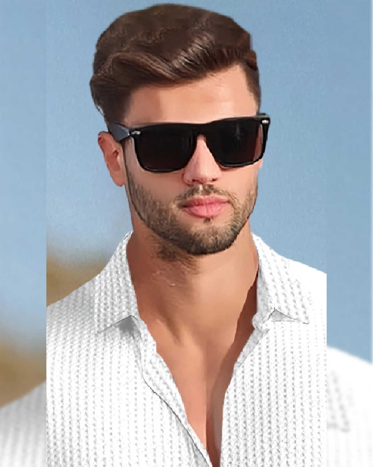 Men Textured Half Sleeve Plain White Waffle Shirt