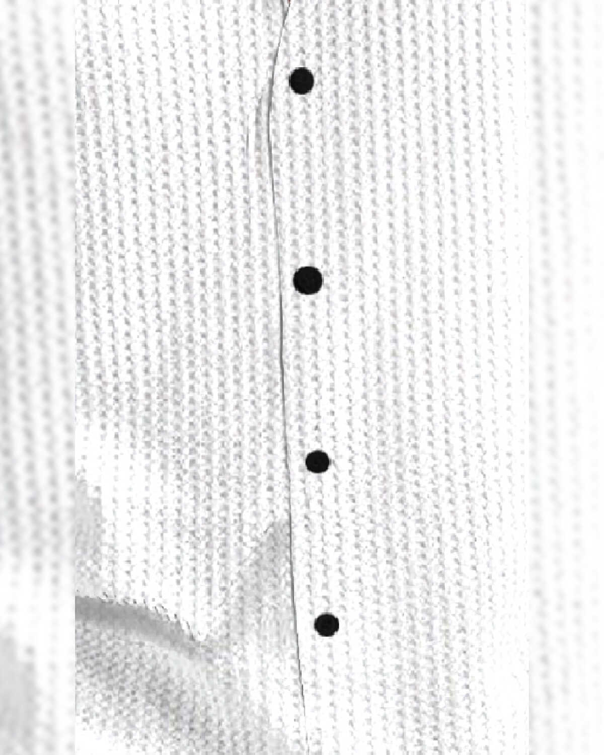 Men Textured Half Sleeve Plain White Waffle Shirt