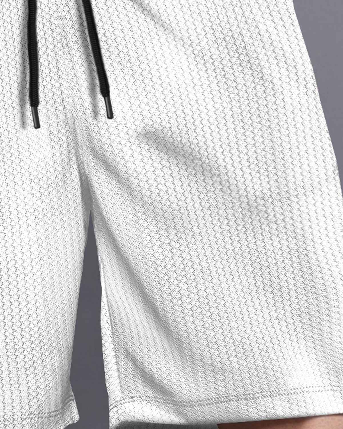 Men Plain White Waffle Short