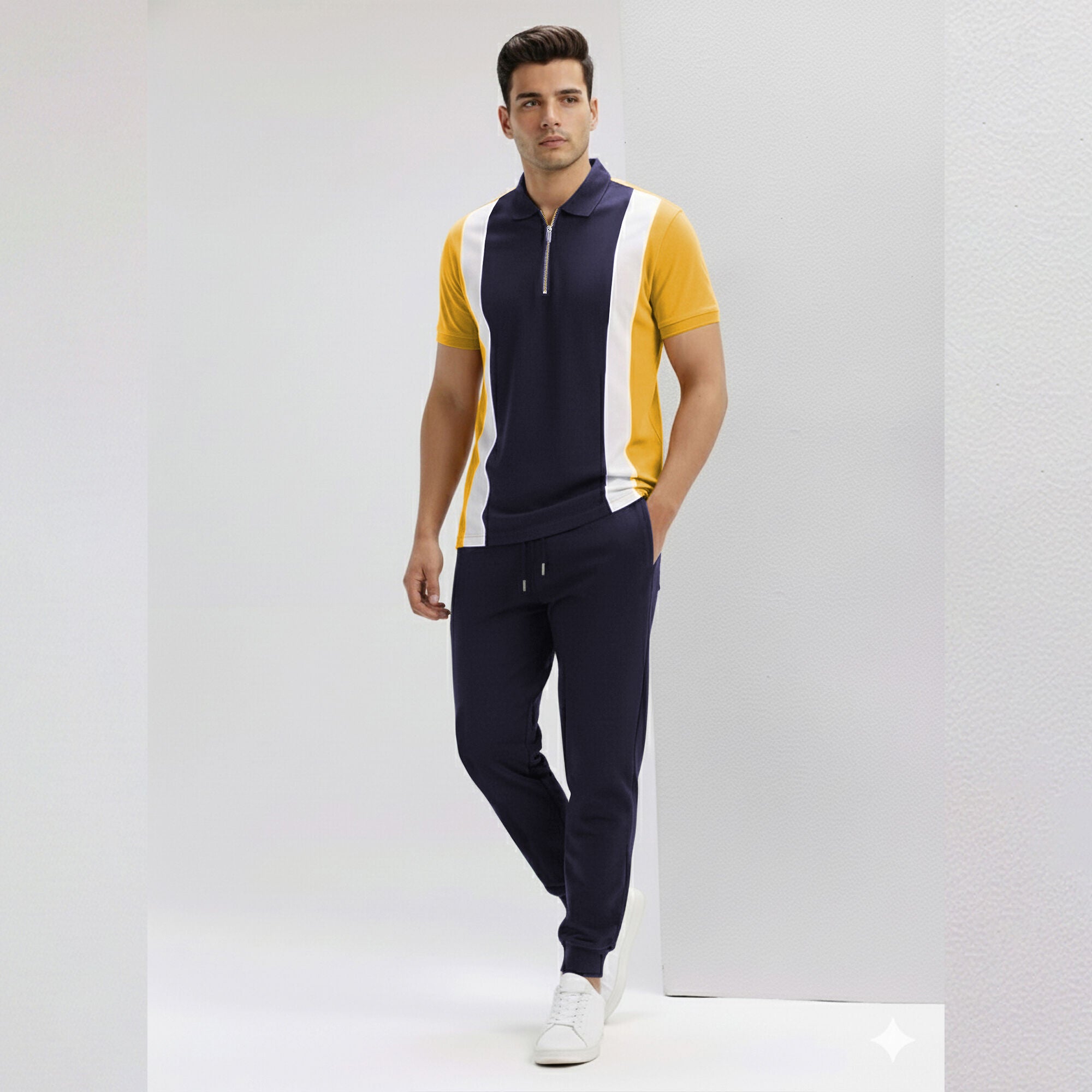 Men Tracksuit Multicolor Full Sleeve Polo T-Shirts & Track Pants- 15 Variants