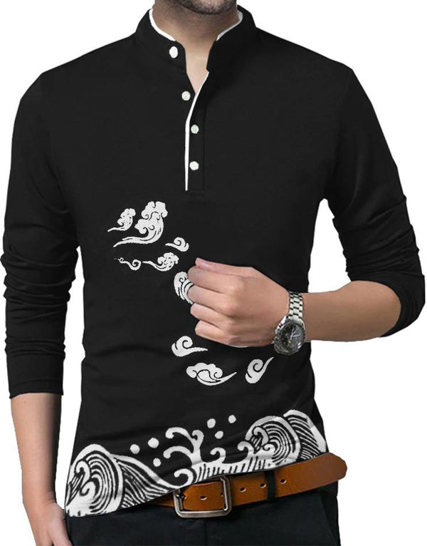 Design Full Sleeve Henley T-Shirt