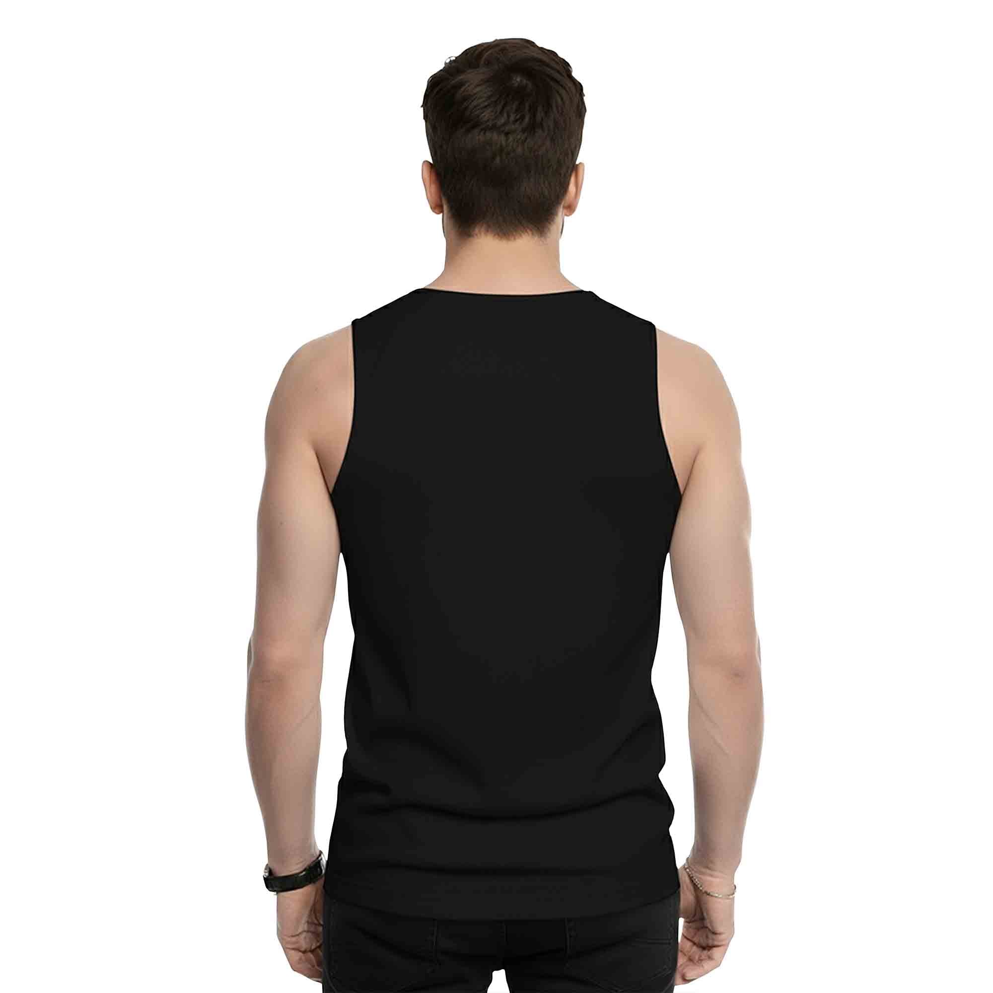 Men Sleeveless Black Printed Vest
