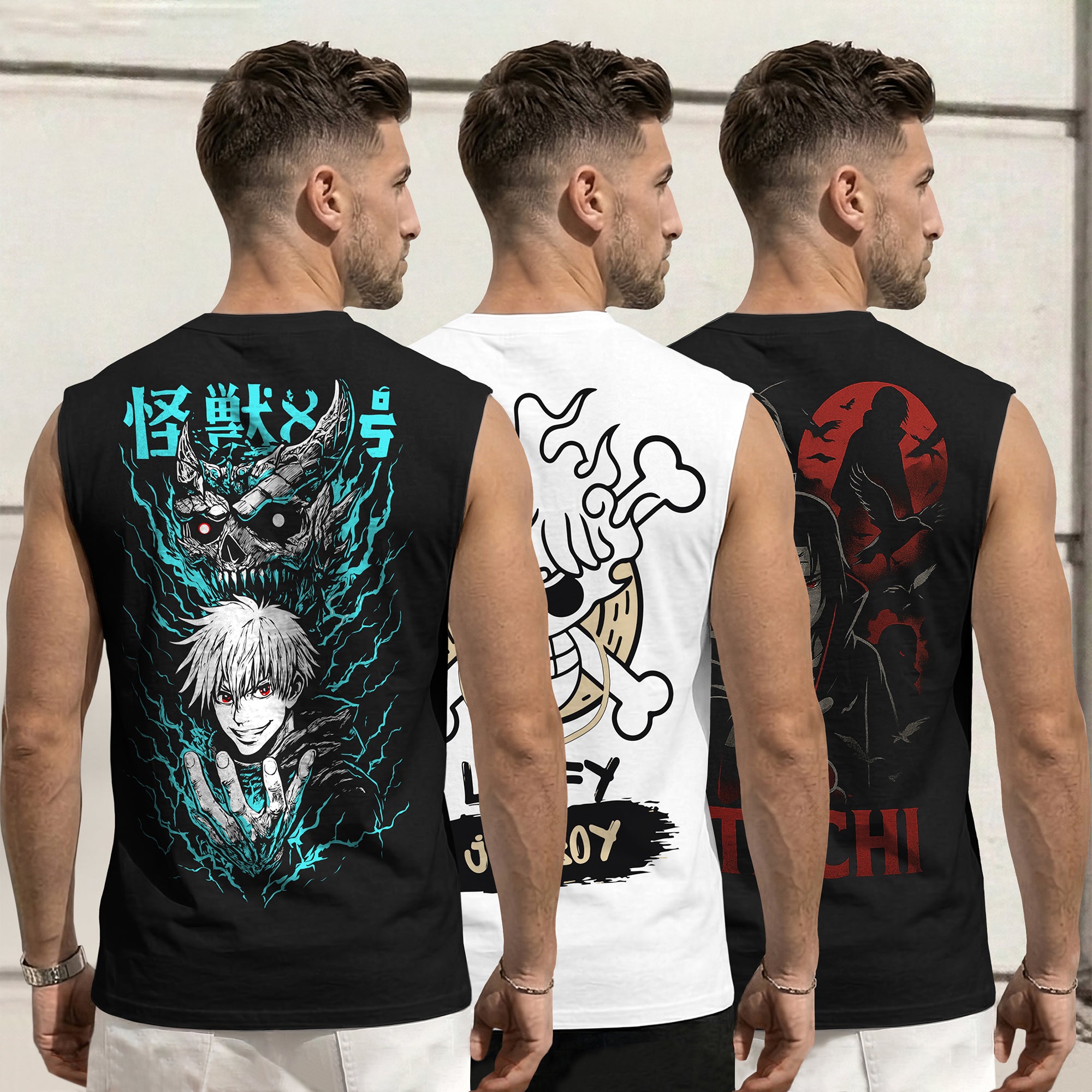Mens Back Printed Sleeveless Vest Multicolors