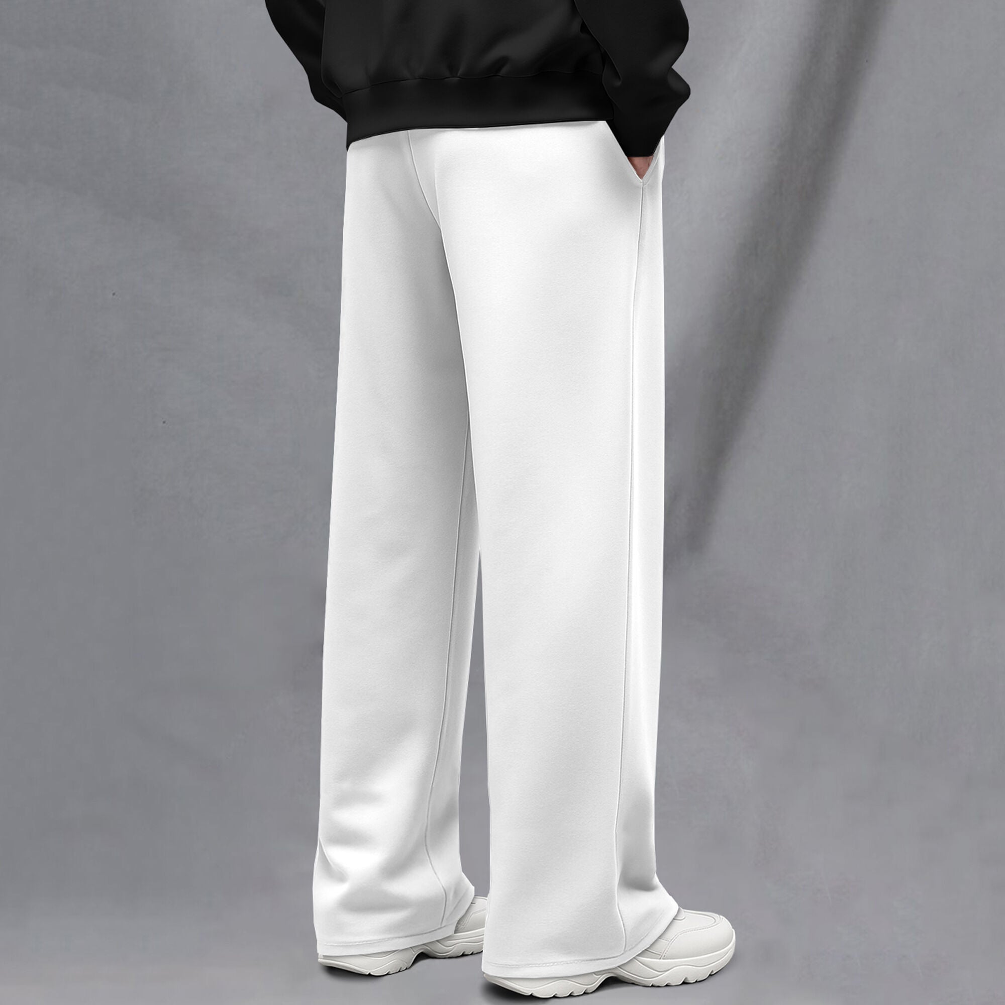Plain Baggy Track Pant White