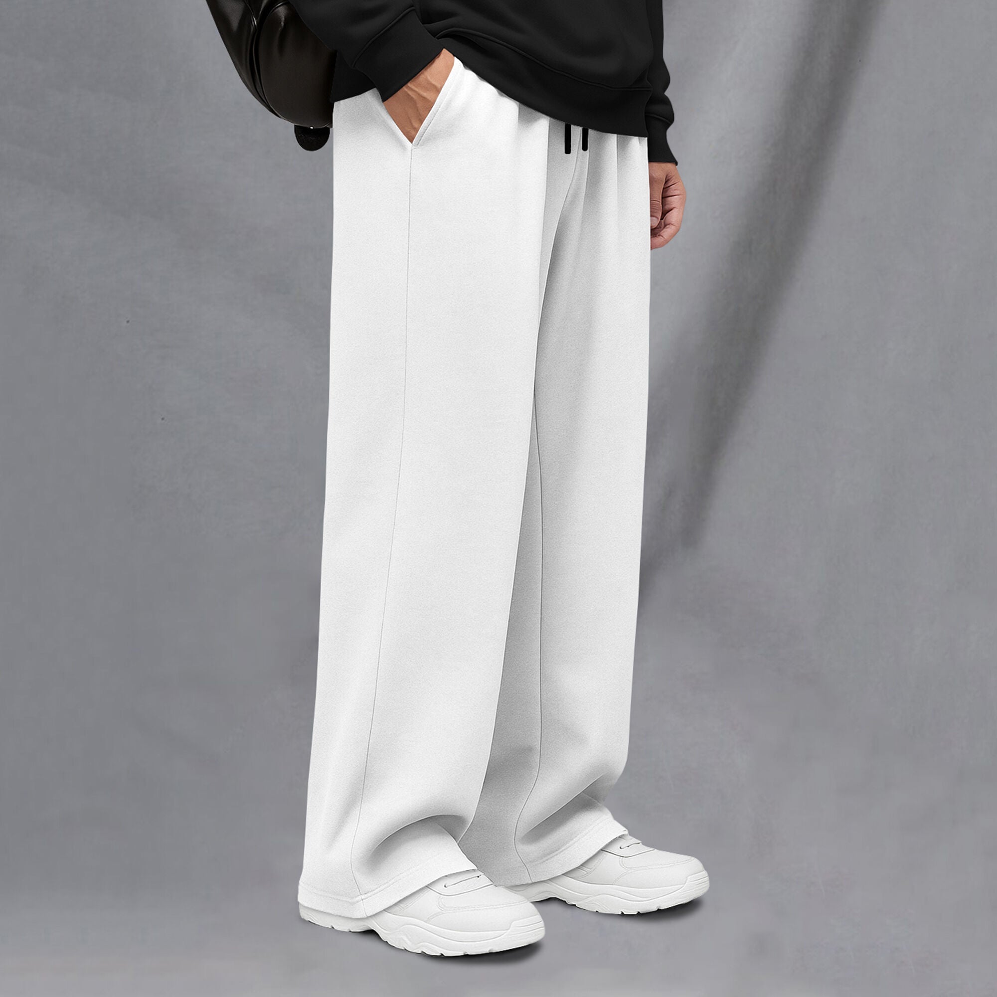 Plain Baggy Track Pant White