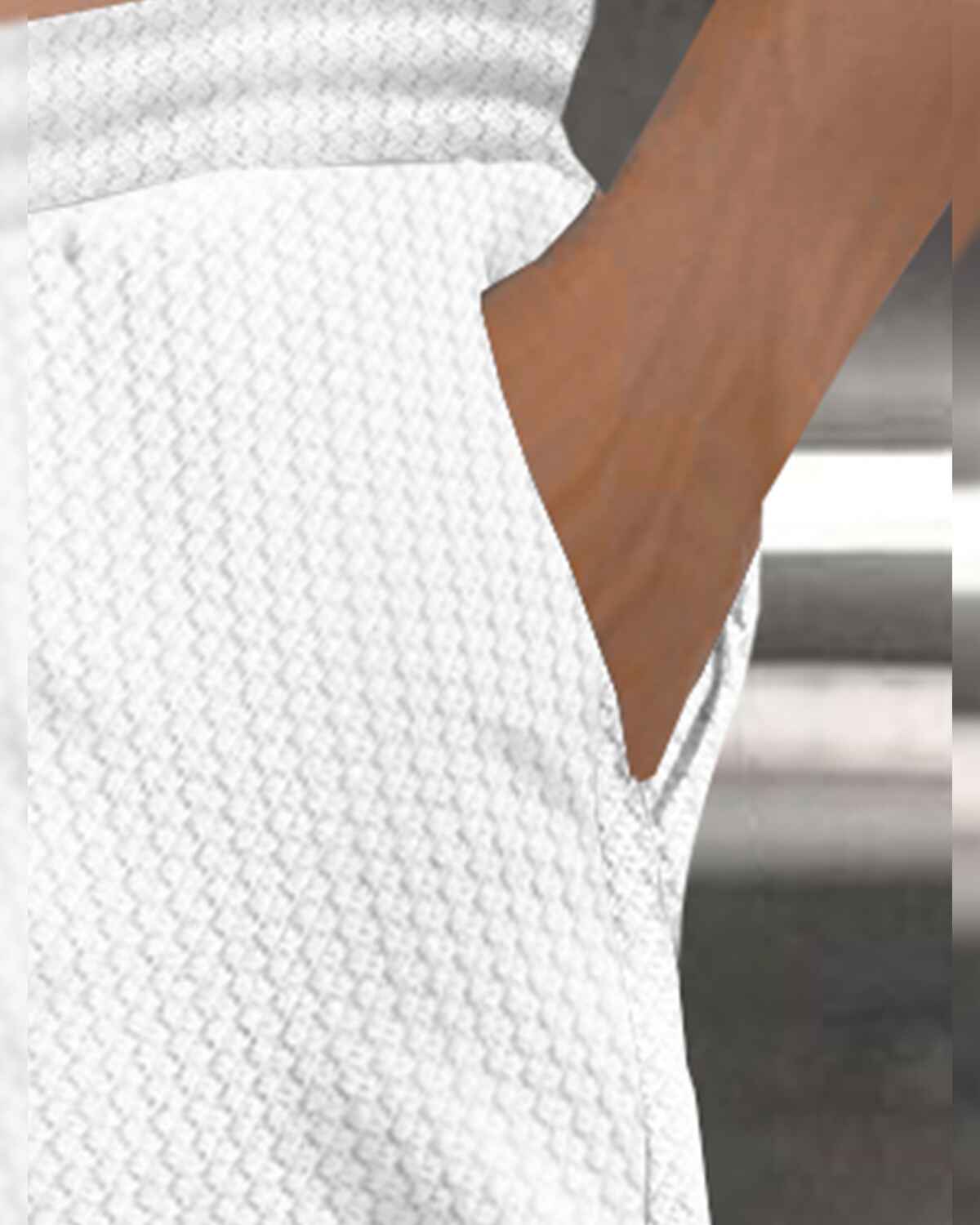 Men Plain Waffle Trackpant White