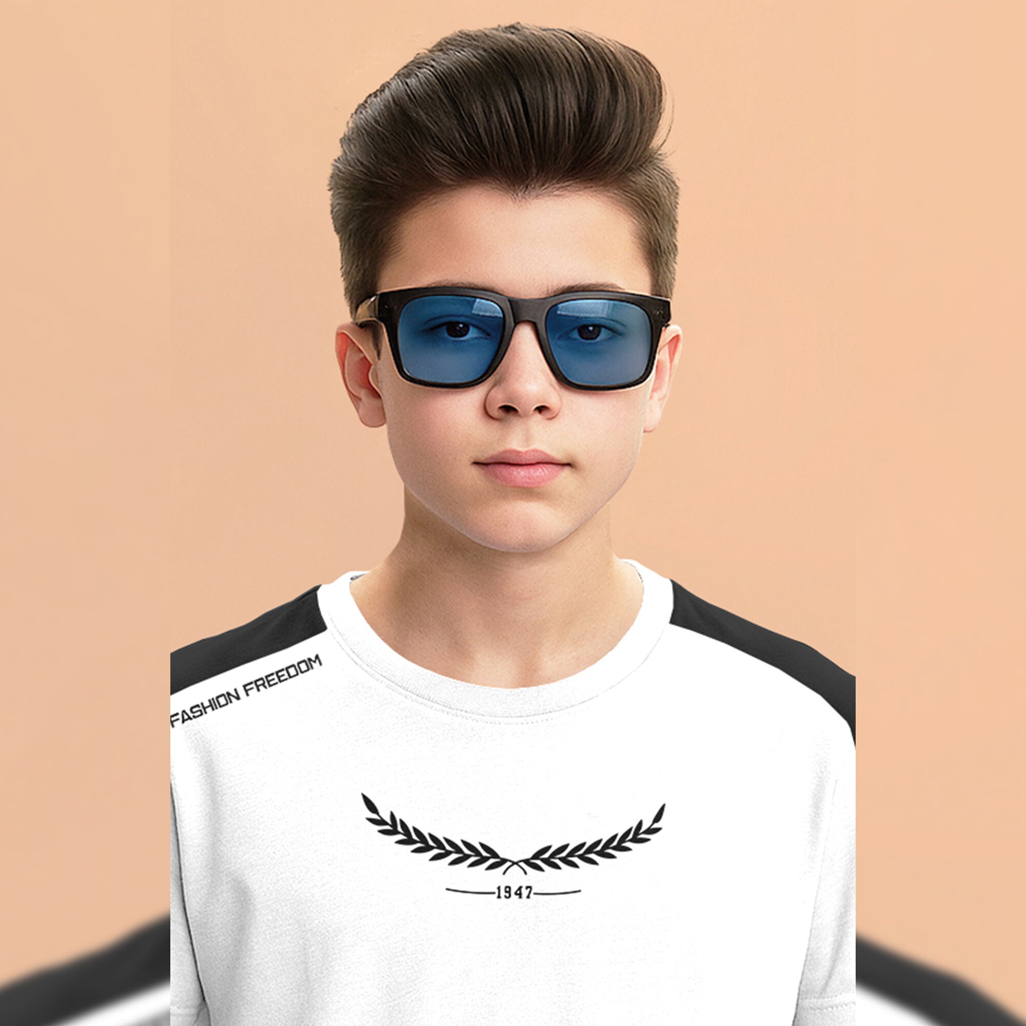 Trendy Boys Printed Half Sleeve Stylish T-Shirt White & Black