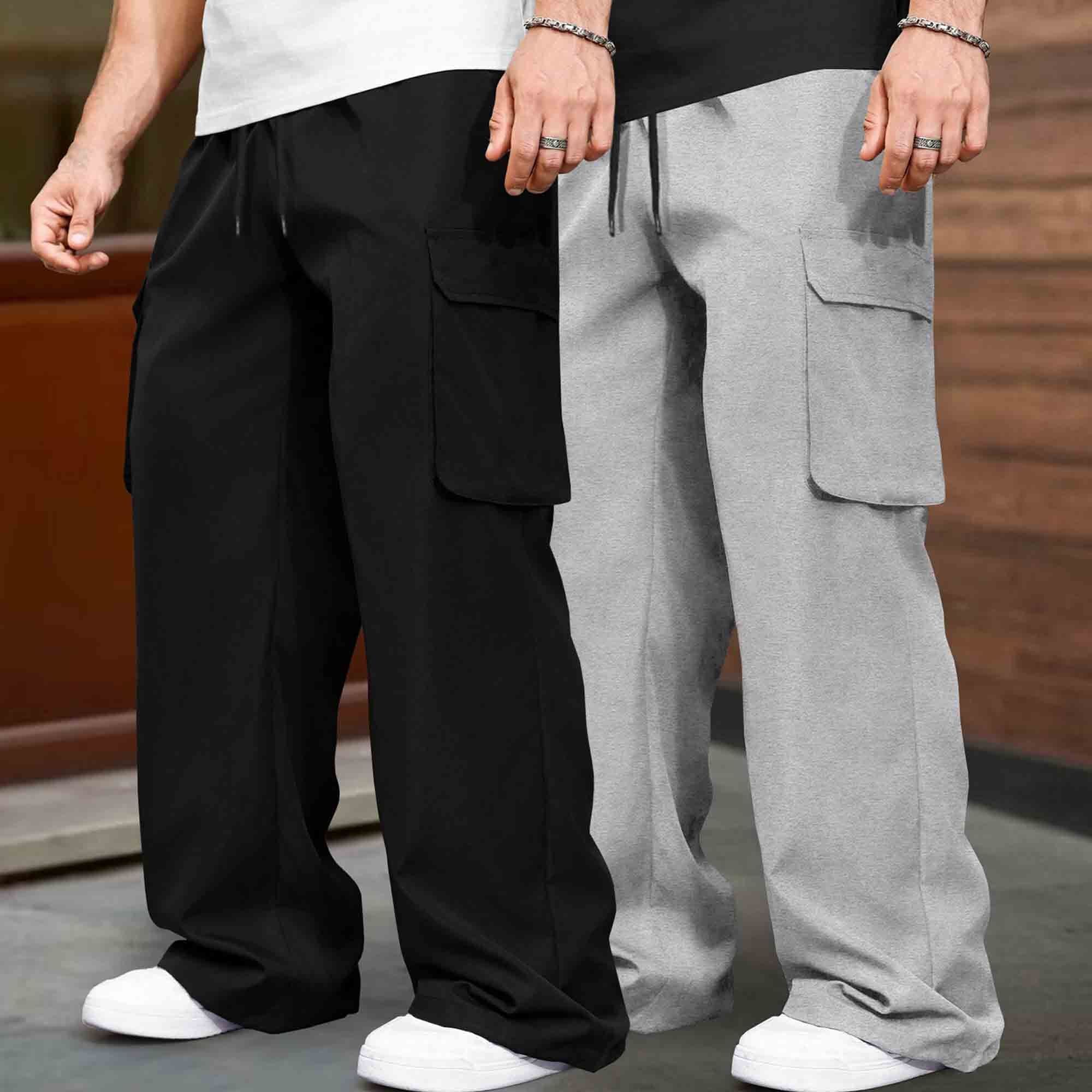 (Pack Of 2) Multi Pockets Plain Baggy Cargos 5 Variants