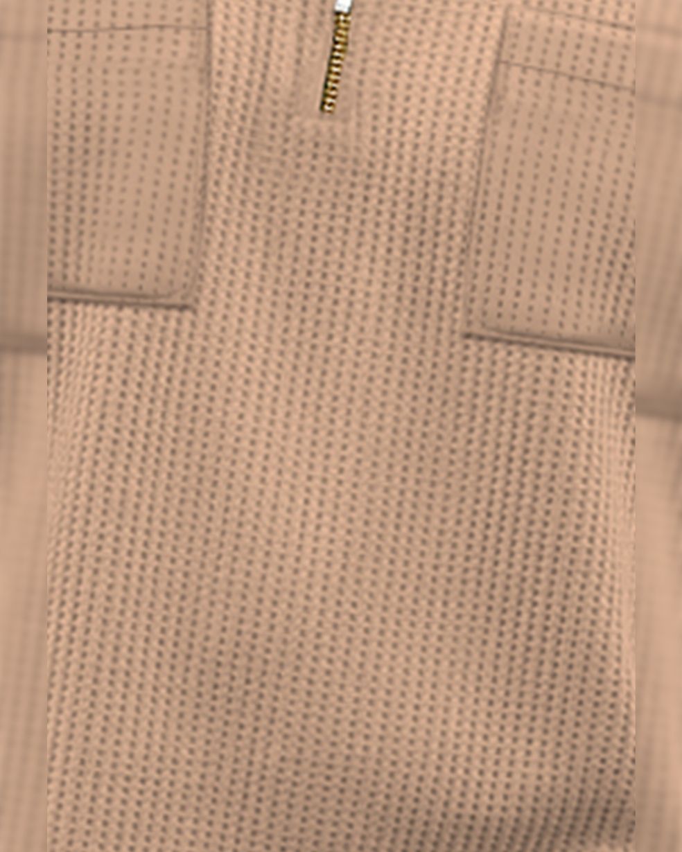 Half Sleeve Double Poacket Polo Waffle Beige T-shirt