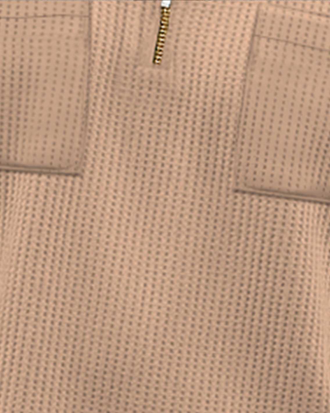 Men Full Sleeve Double Poacket Polo Waffle Beige T-shirt