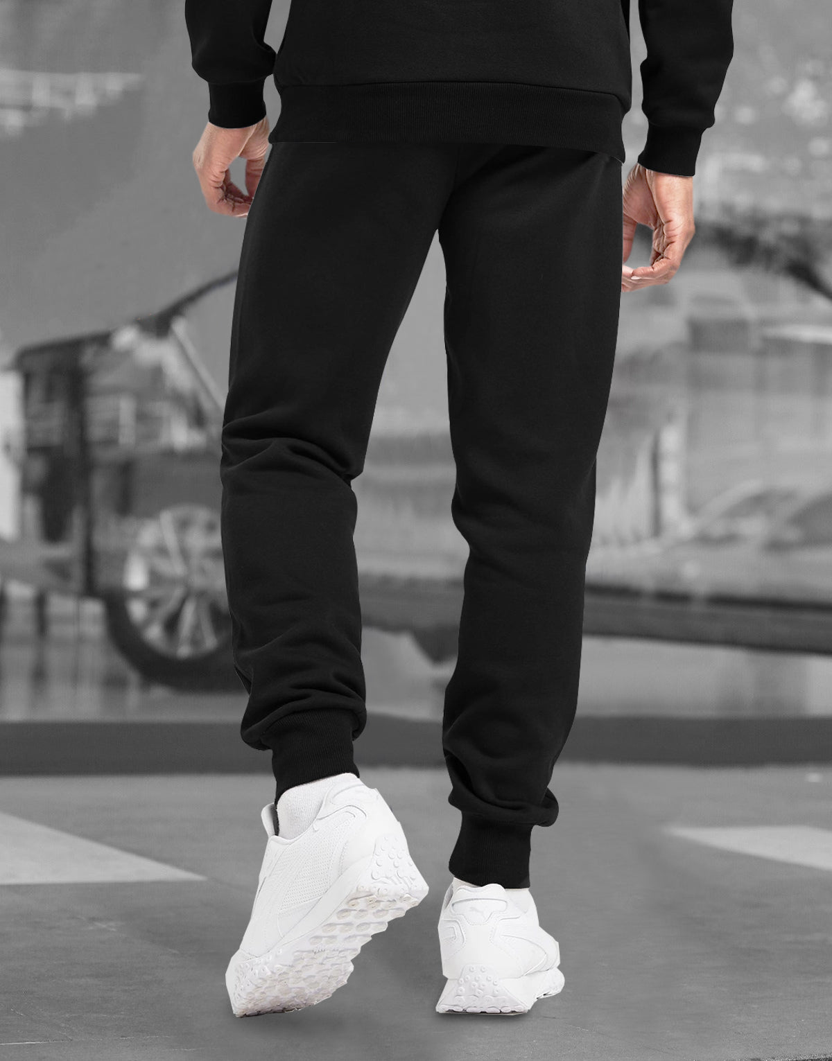 Black Half Sleeve High Neck Tshirt & Jogger Pant Outfit Sets