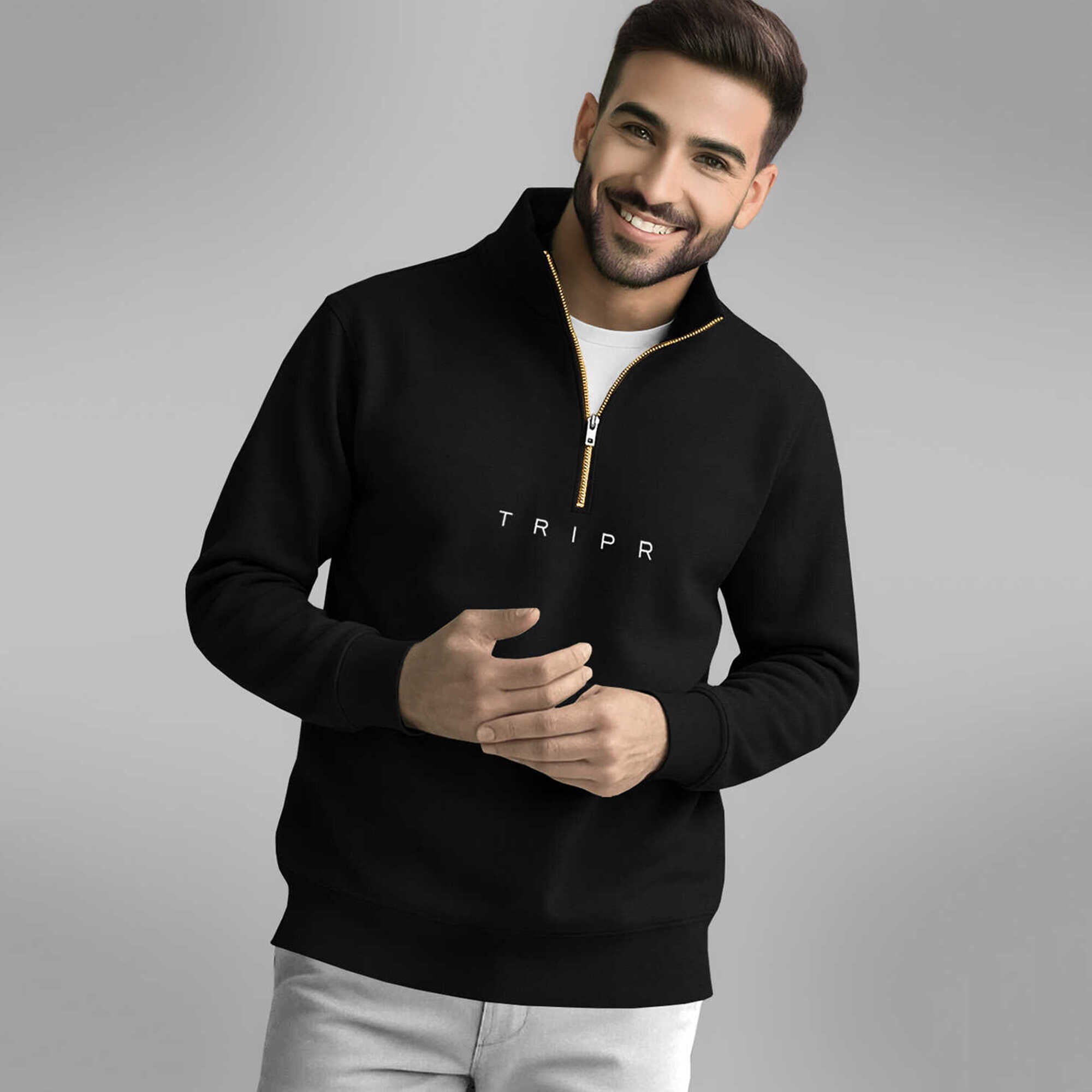 Men Full Sleeve High Neck Quarter Zip 5 Variants Sweatshirt