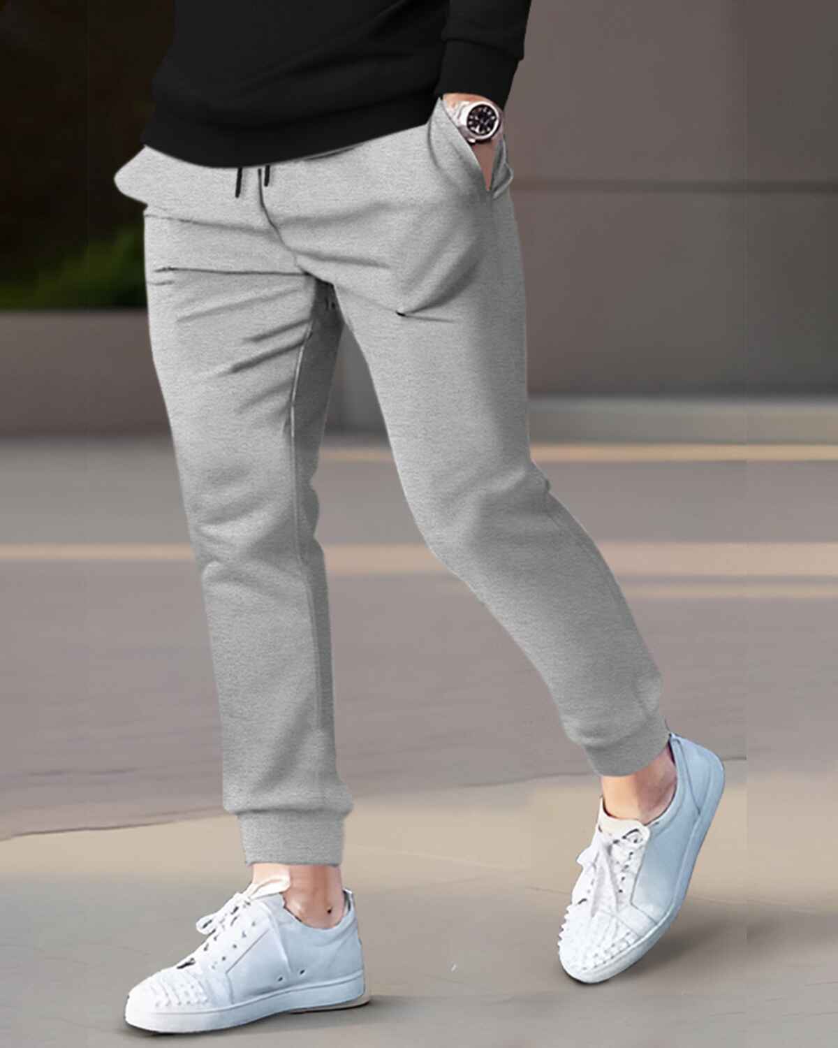 Mens Tracksuit - Full Sleeve Black t-shirt / Grey Trackpant