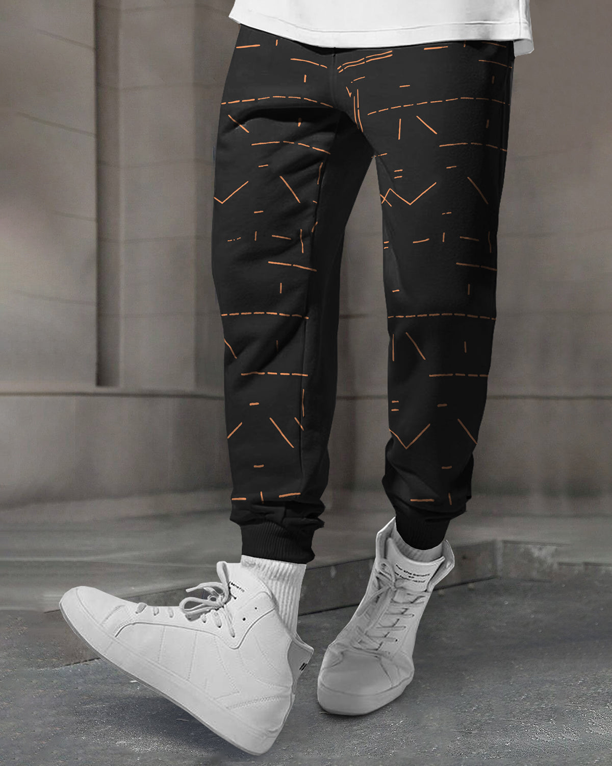 Mens Printed Black Trackpant