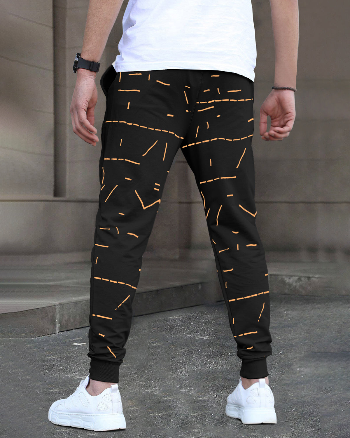 Mens Printed Black Trackpant