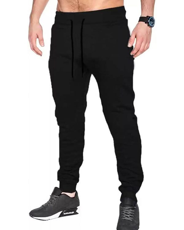 solid grey and black track pant for men side view