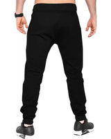 grey and black track pant for men back view